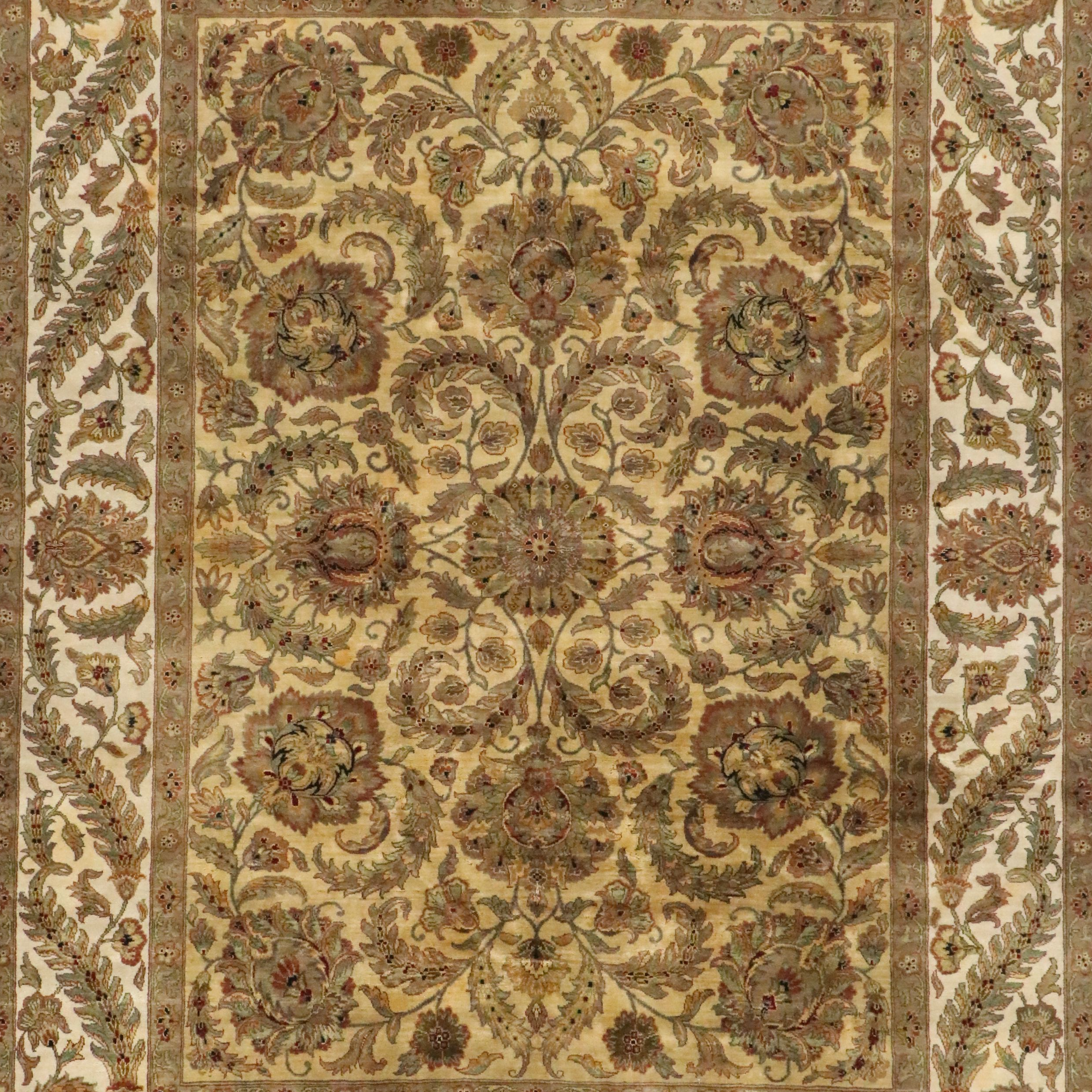 9'1 x 12'2 Hand-Knotted Indian Agra Room-Sized Rug
