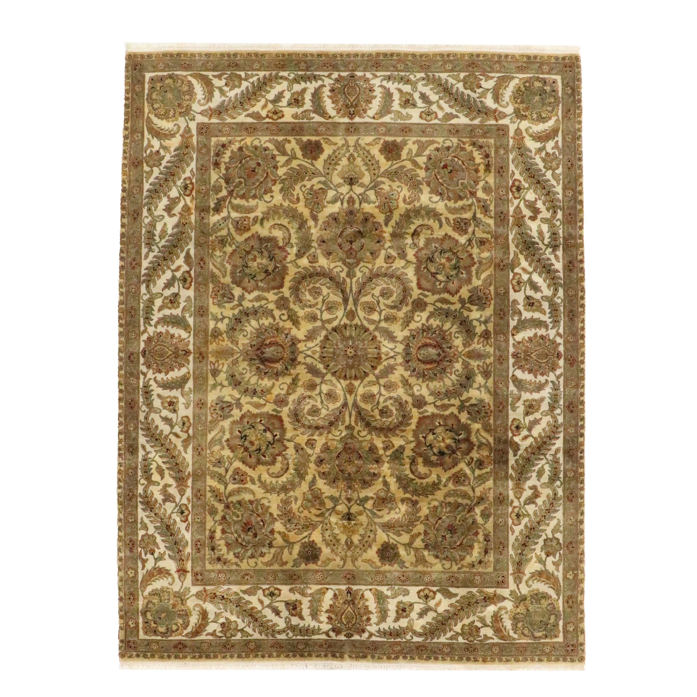 9'1 x 12'2 Hand-Knotted Indian Agra Room-Sized Rug