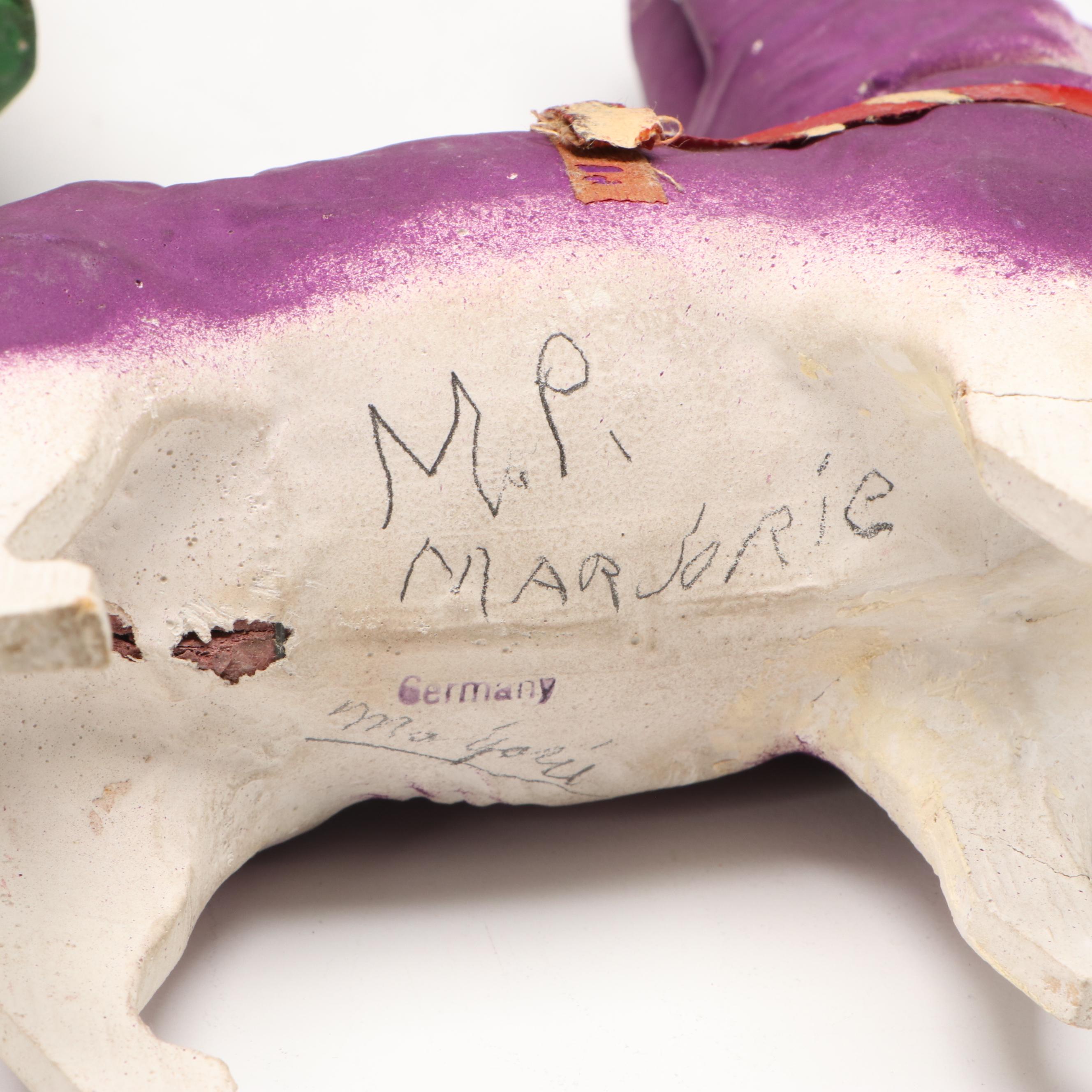 German with Other Papier-Mâché Easter Bunny Candy Containers, Mid-20th Century