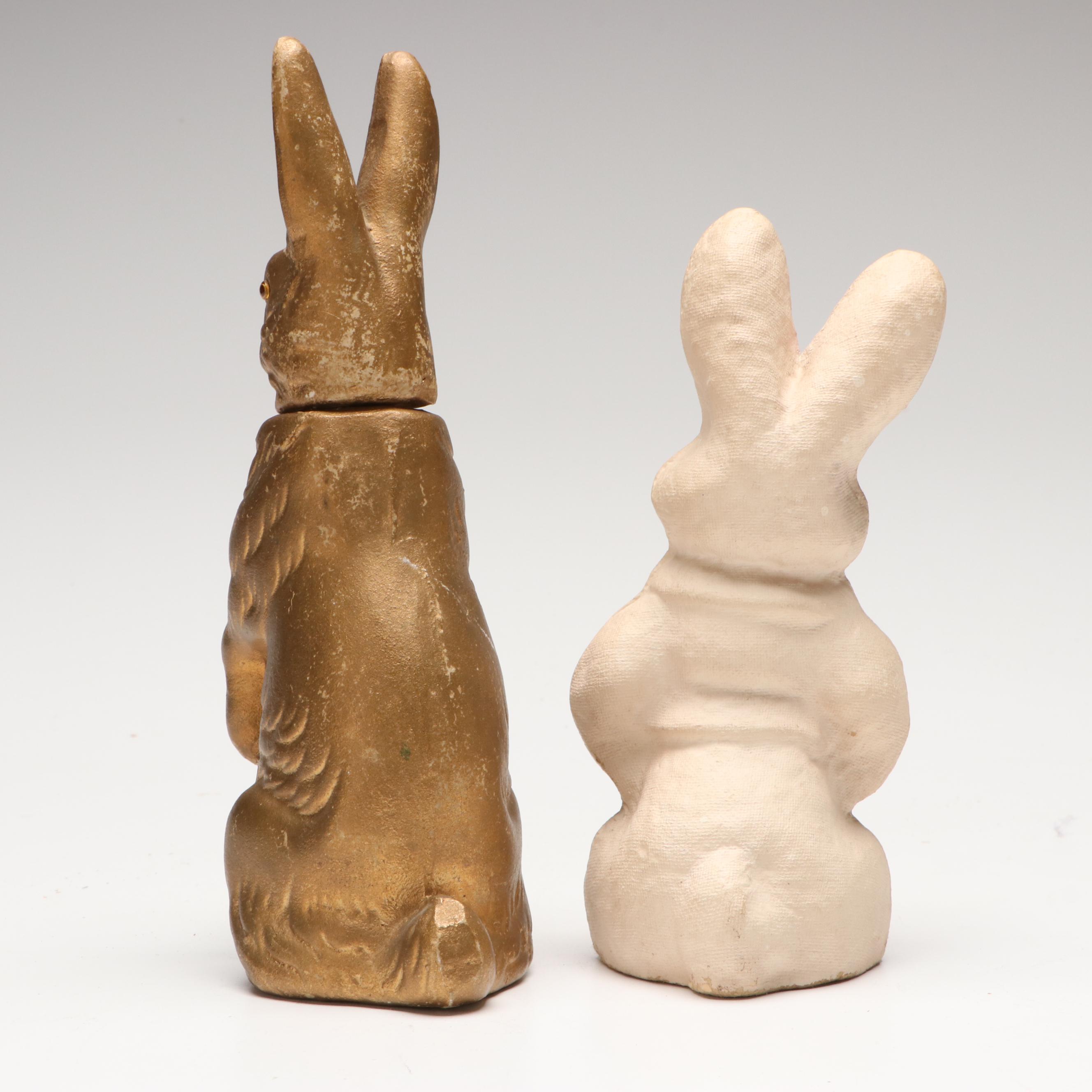German with Other Papier-Mâché Easter Bunny Candy Containers, Mid-20th Century