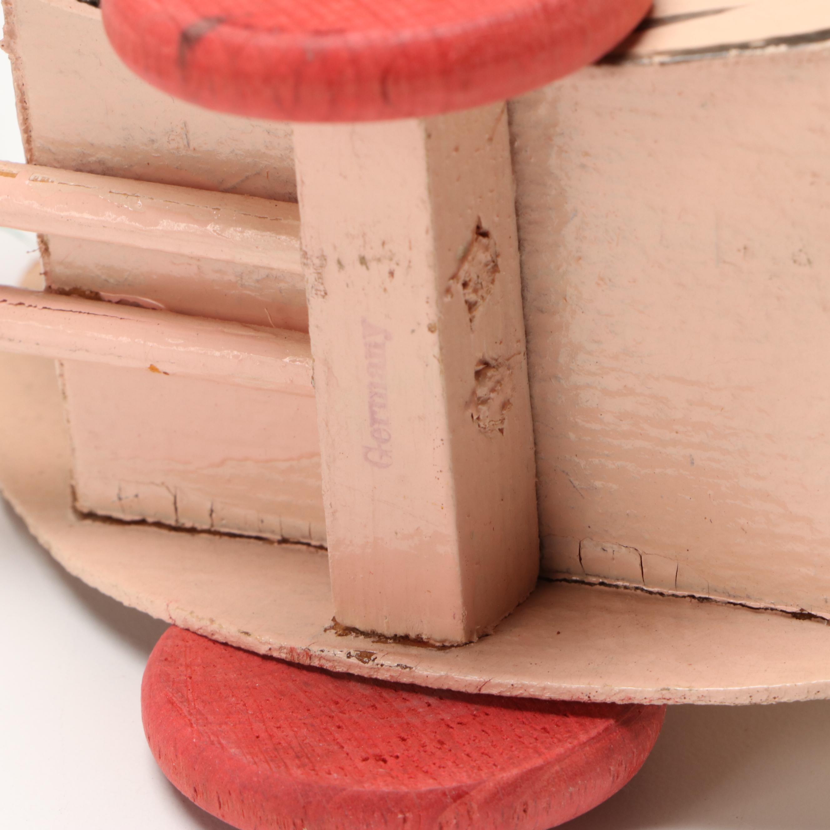 German with Other Wooden Easter Wheelbarrow Toys, Mid-20th Century