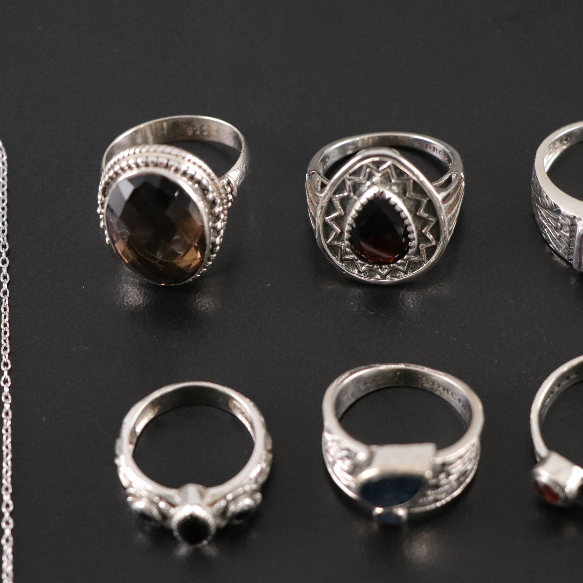 14 Assorted Sterling Silver Rings, Necklaces and Earrings