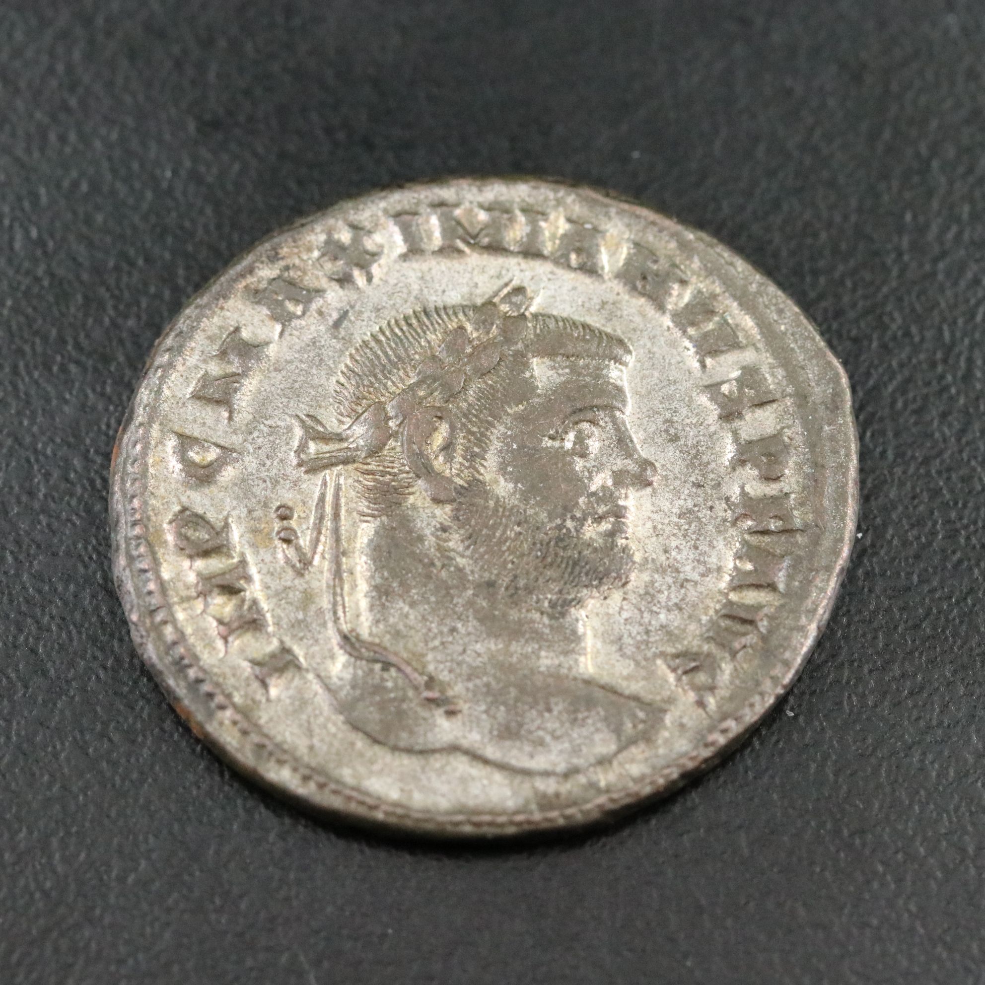 Ancient Roman Imperial Silvered Æ Follis Coin of Maximianus, ca. 296 A.D.