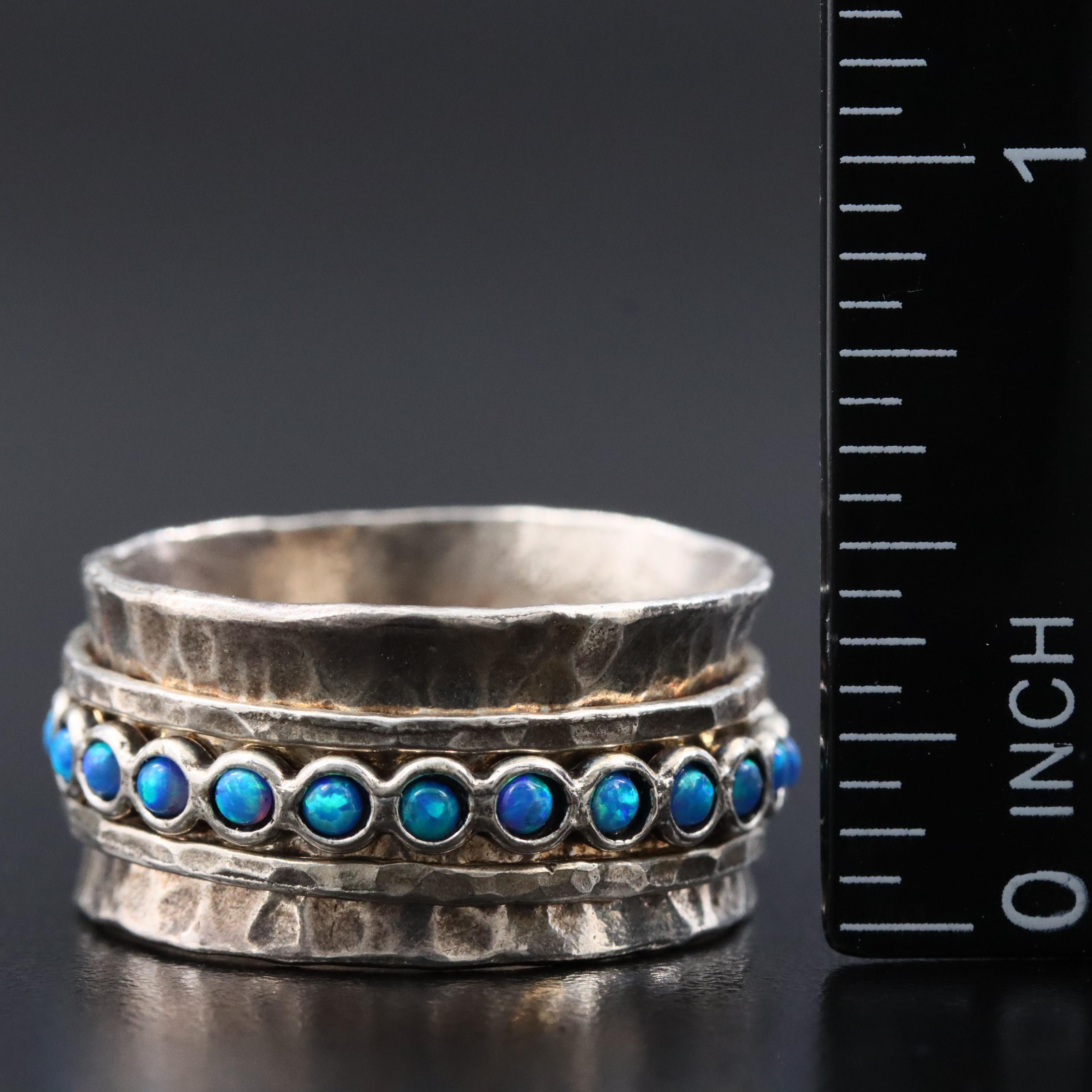 Sterling Opal Spinner Ring