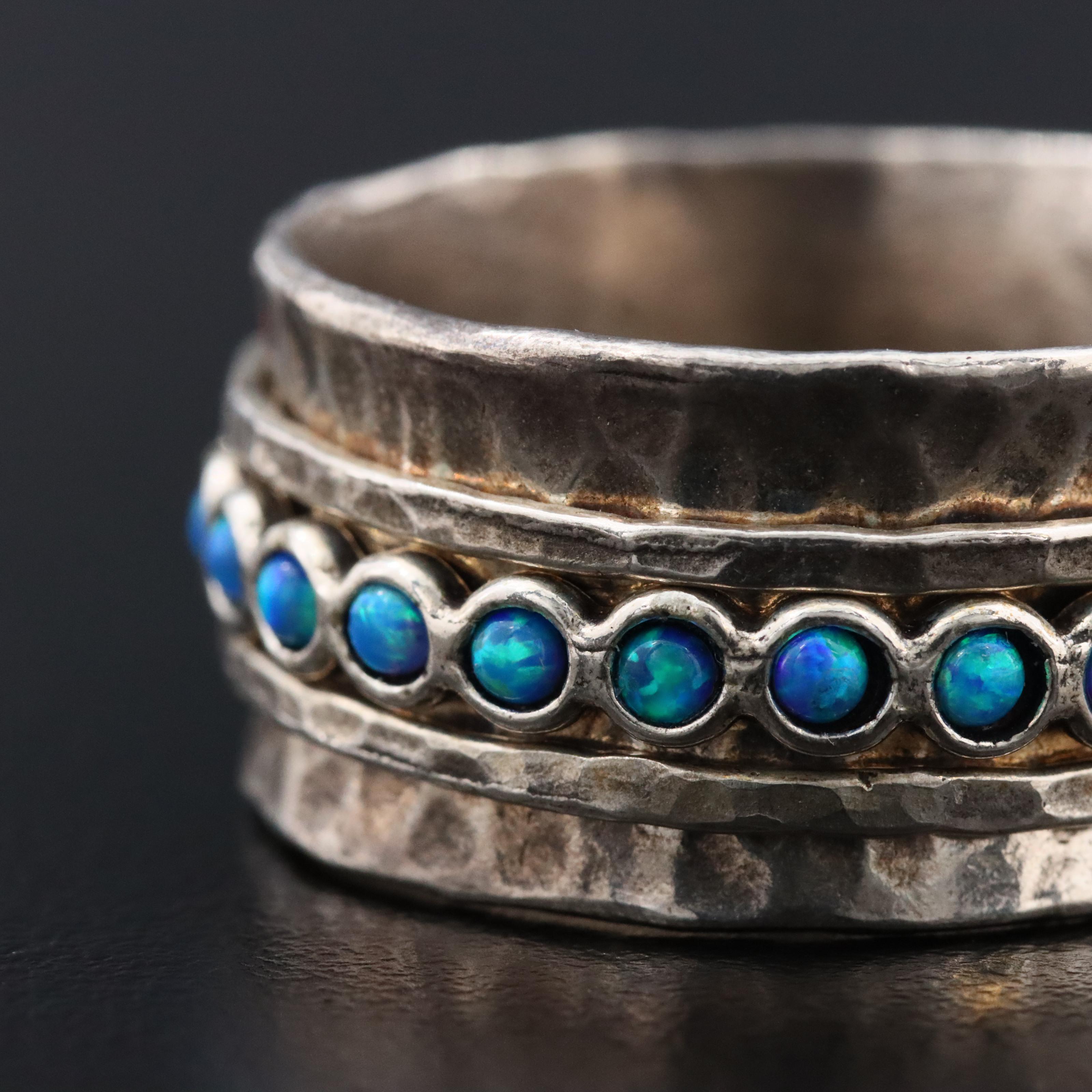 Sterling Opal Spinner Ring