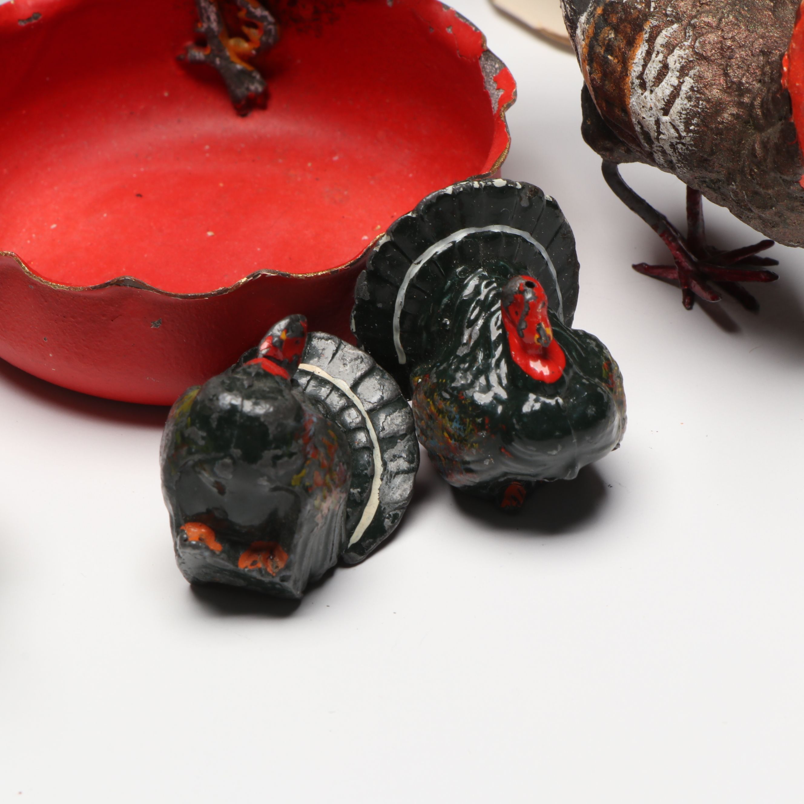 German Papier-Mâché with Other Turkey Figurines, Mid-20th Century