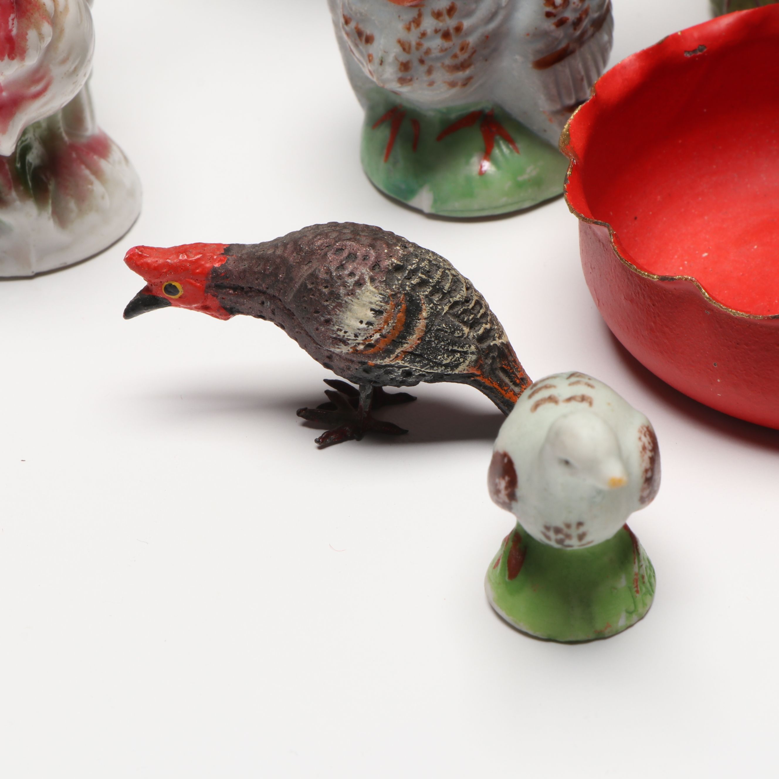 German Papier-Mâché with Other Turkey Figurines, Mid-20th Century