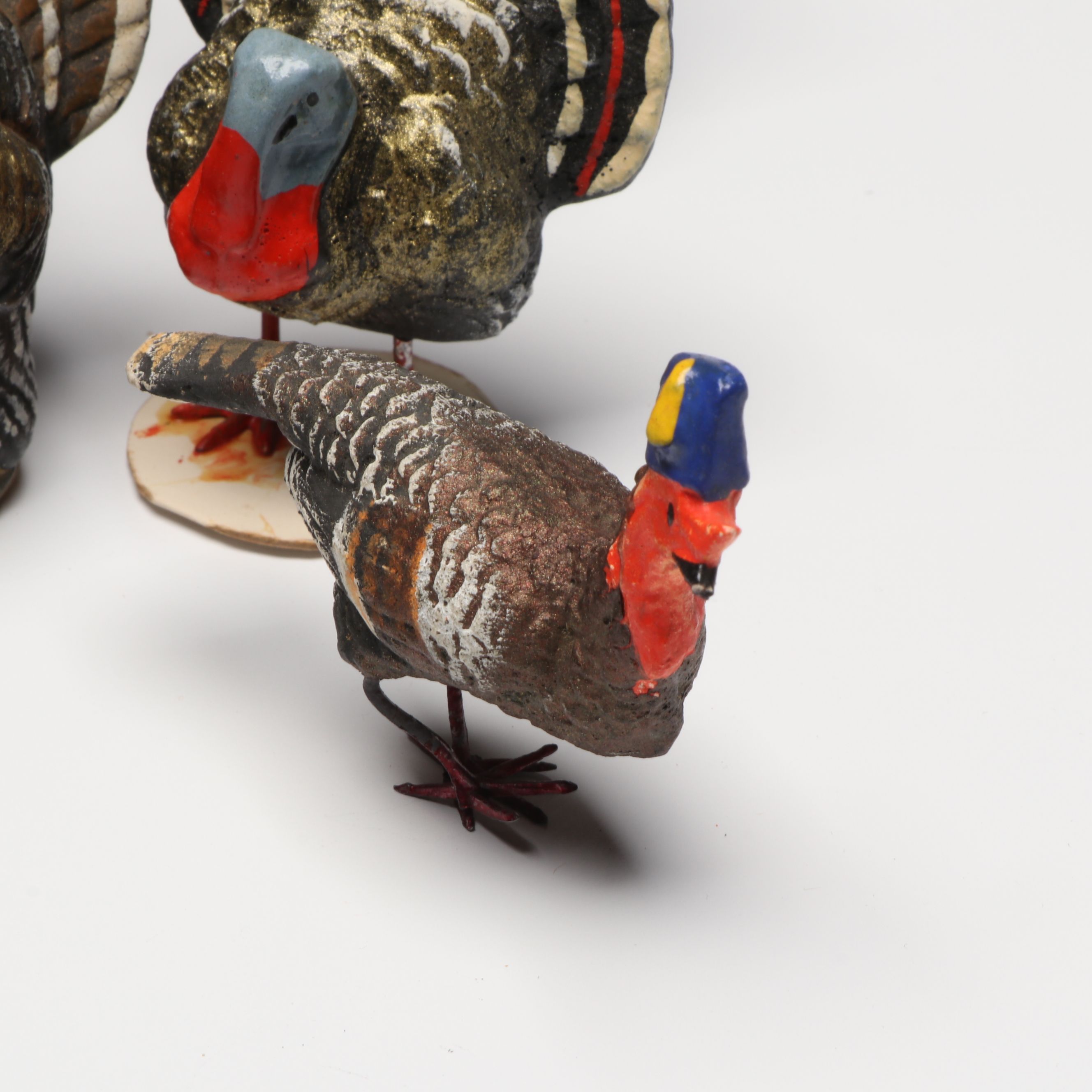 German Papier-Mâché with Other Turkey Figurines, Mid-20th Century