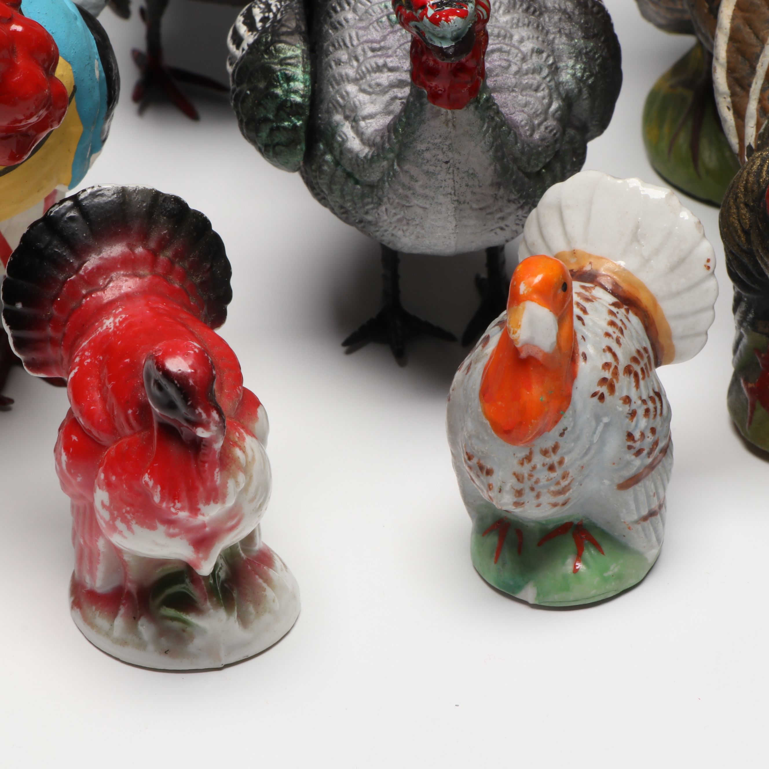 German Papier-Mâché with Other Turkey Figurines, Mid-20th Century