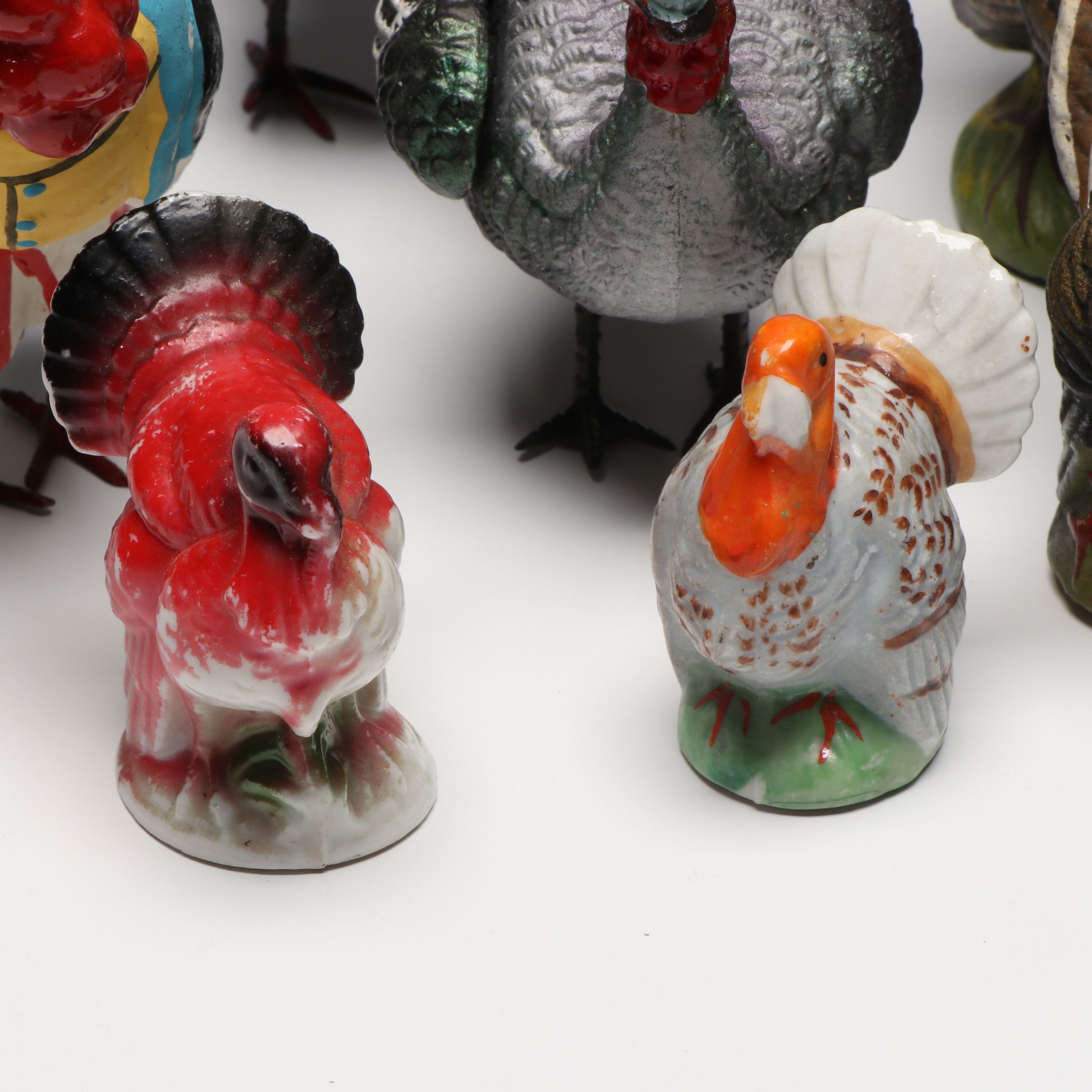 German Papier-Mâché with Other Turkey Figurines, Mid-20th Century