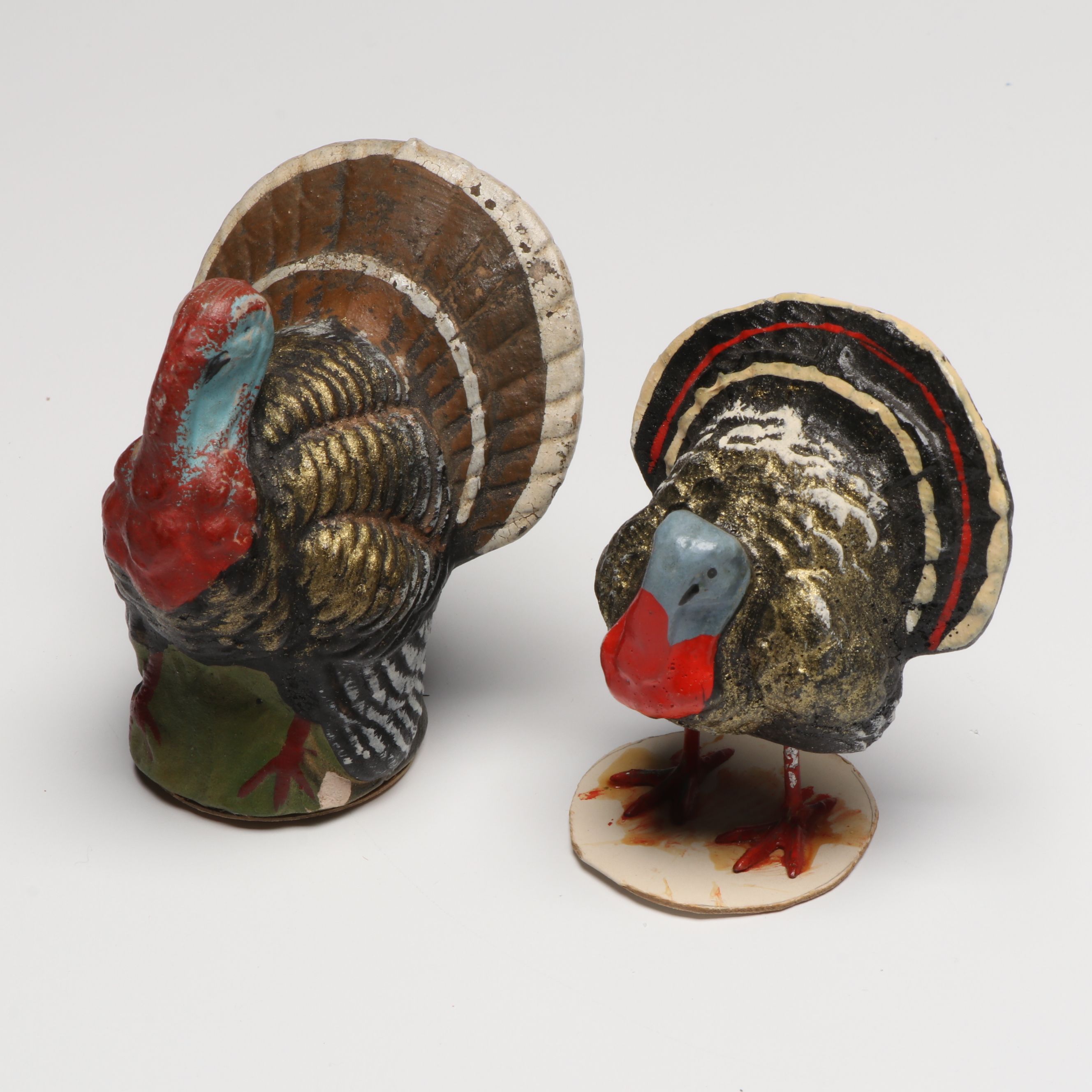 German Papier-Mâché with Other Turkey Figurines, Mid-20th Century