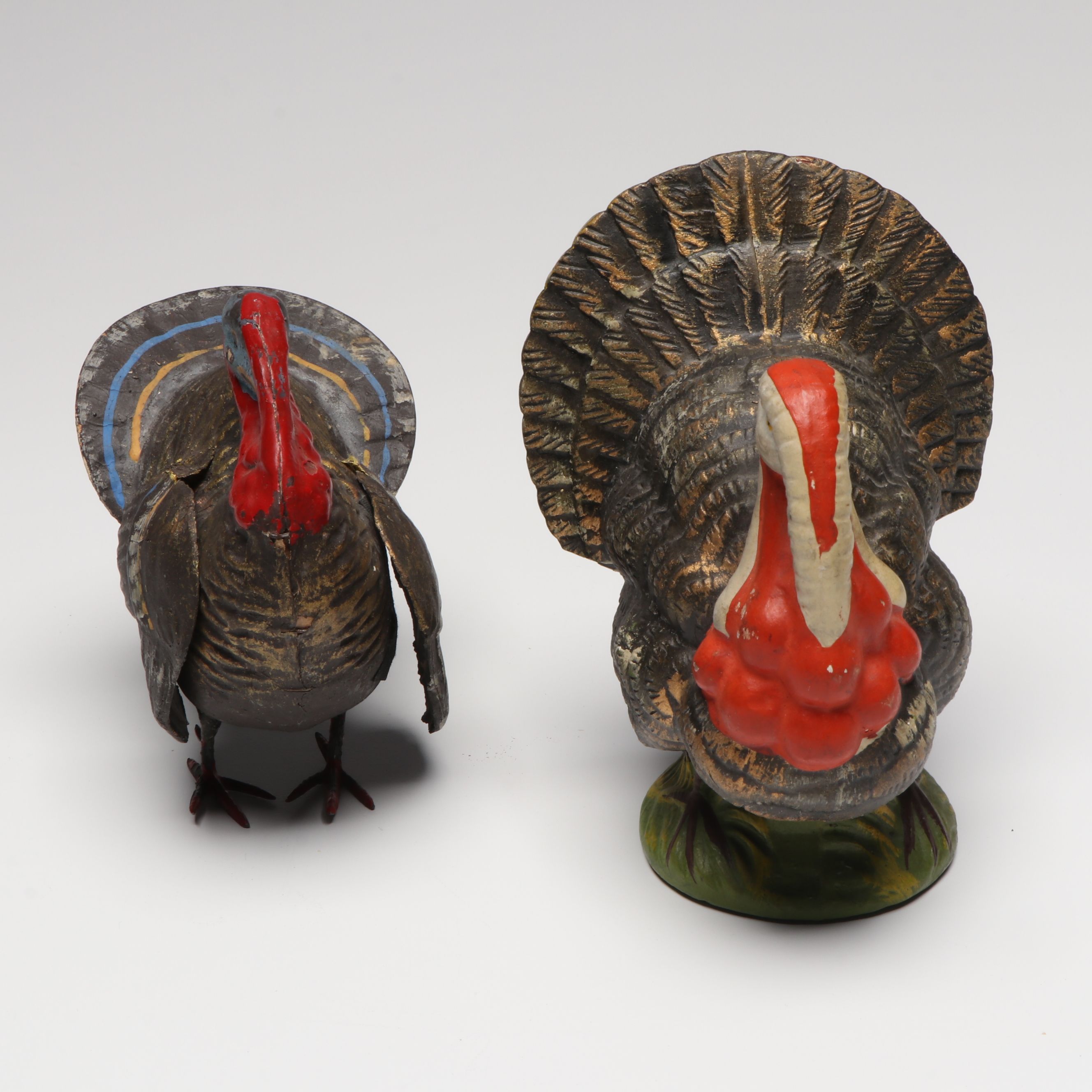 German Papier-Mâché with Other Turkey Figurines, Mid-20th Century