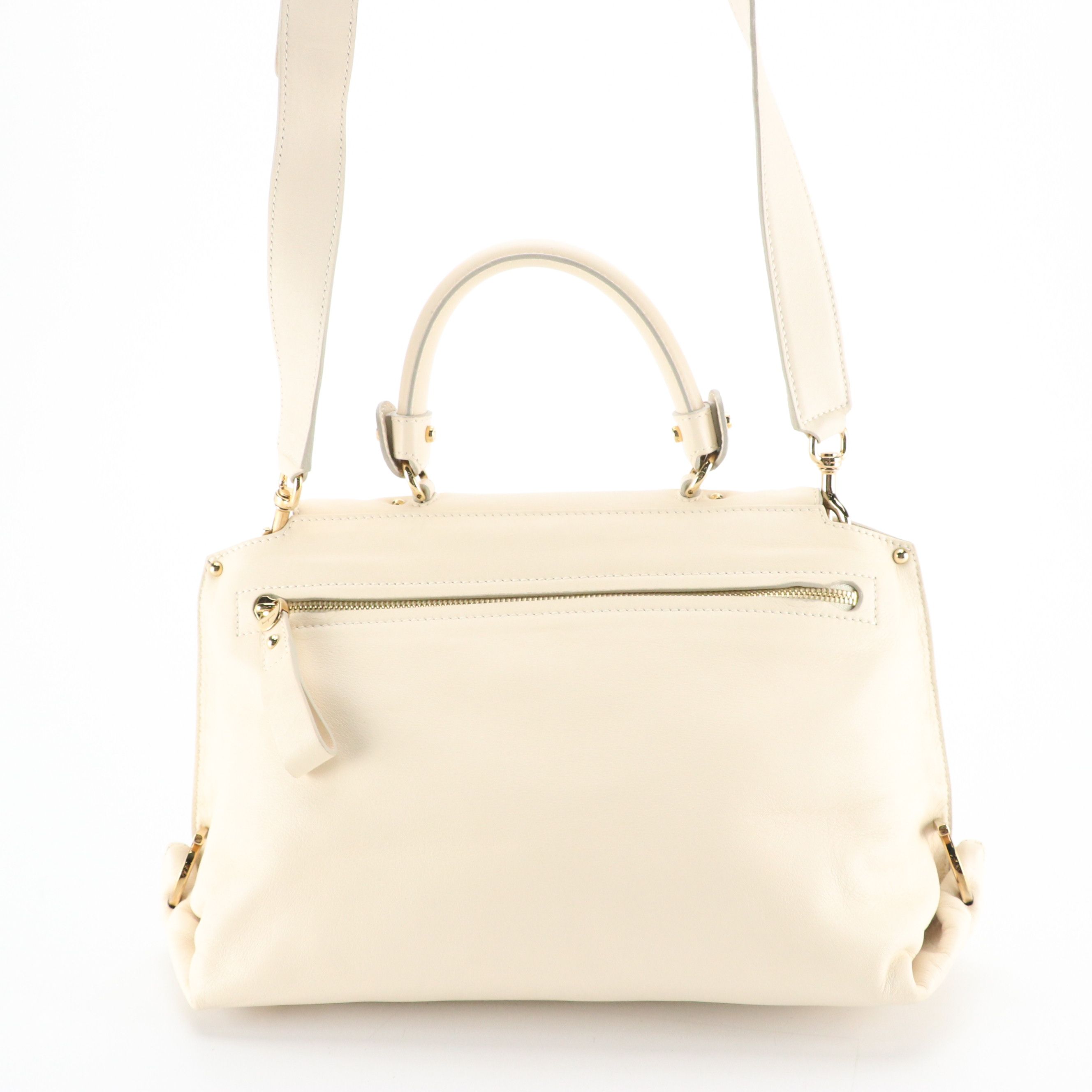 Salvatore Ferragamo Gancini Flap Two-Way Satchel in Ivory Calfskin Leather