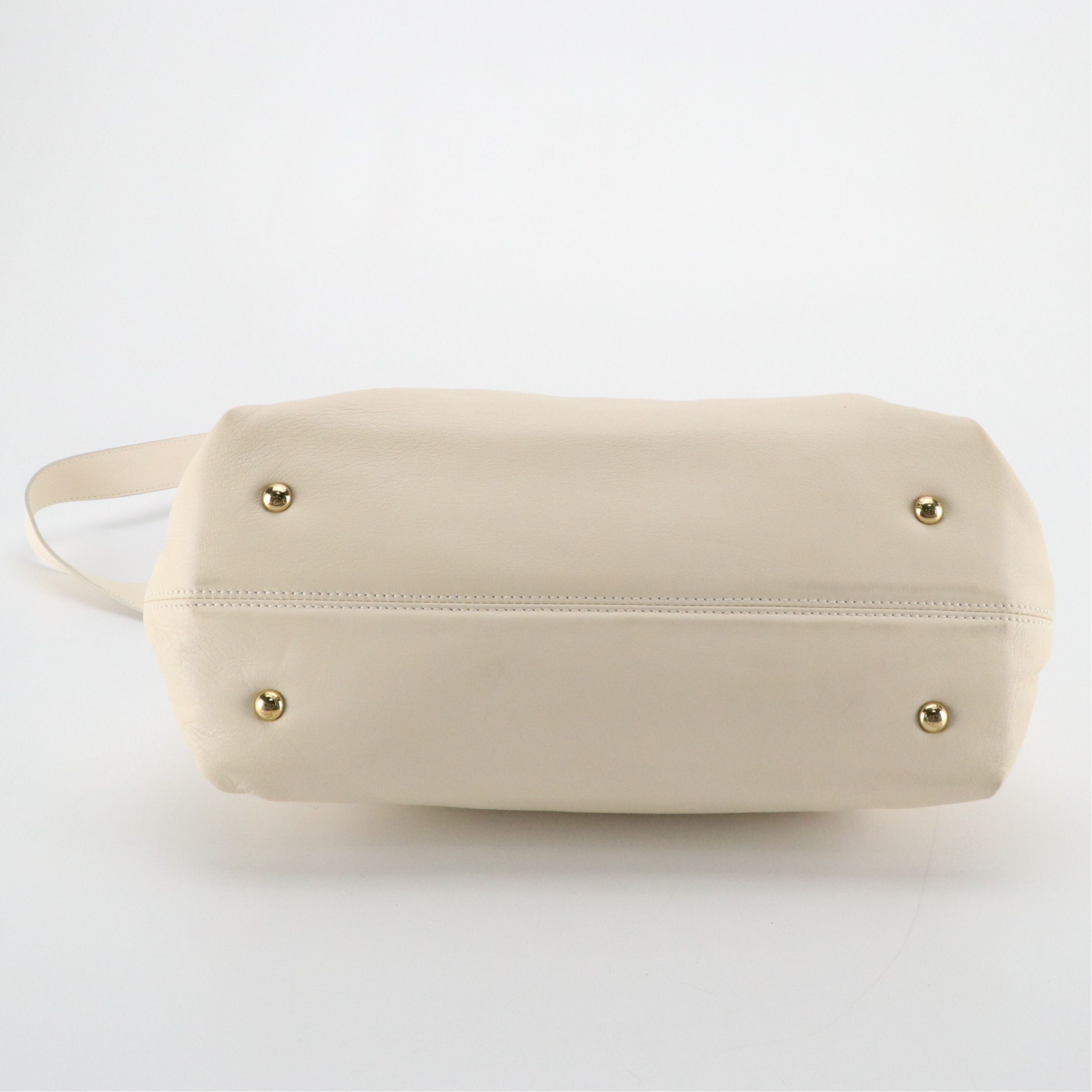 Salvatore Ferragamo Gancini Flap Two-Way Satchel in Ivory Calfskin Leather