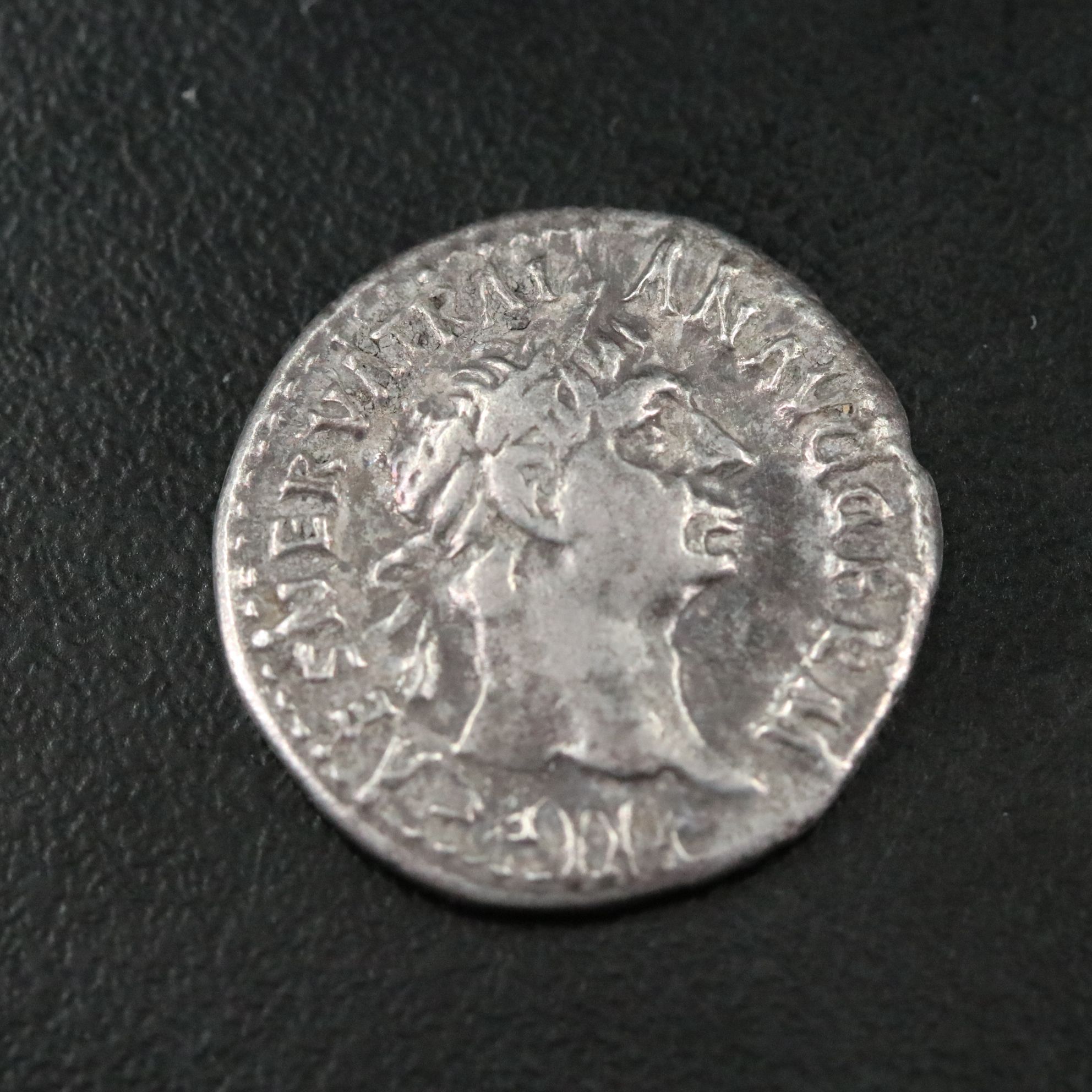 Ancient Roman Imperial AR Denarius Coin of Trajan, ca. 98 A.D.