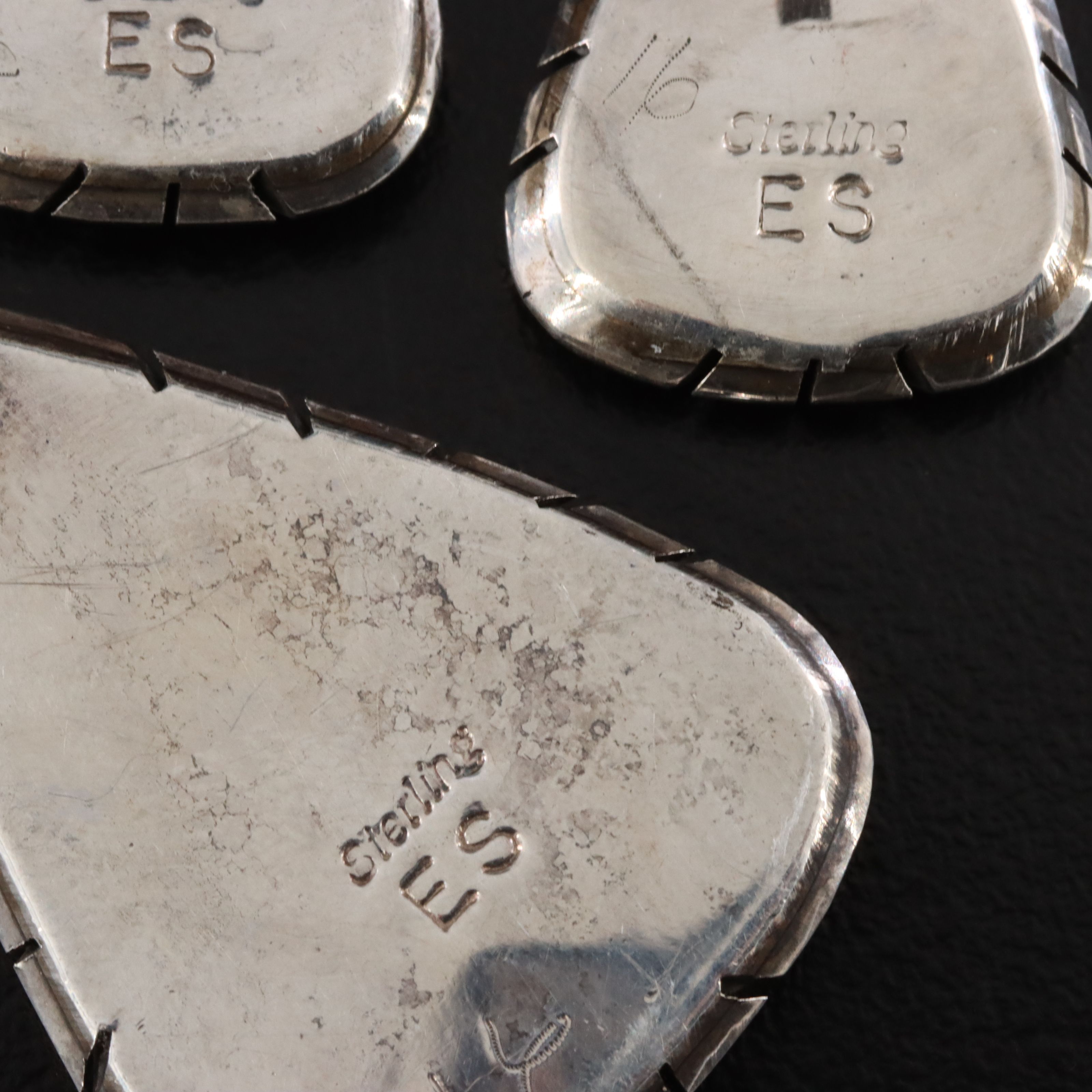 Sterling Gemstone Inlay Pendant Necklace and Earrings Set