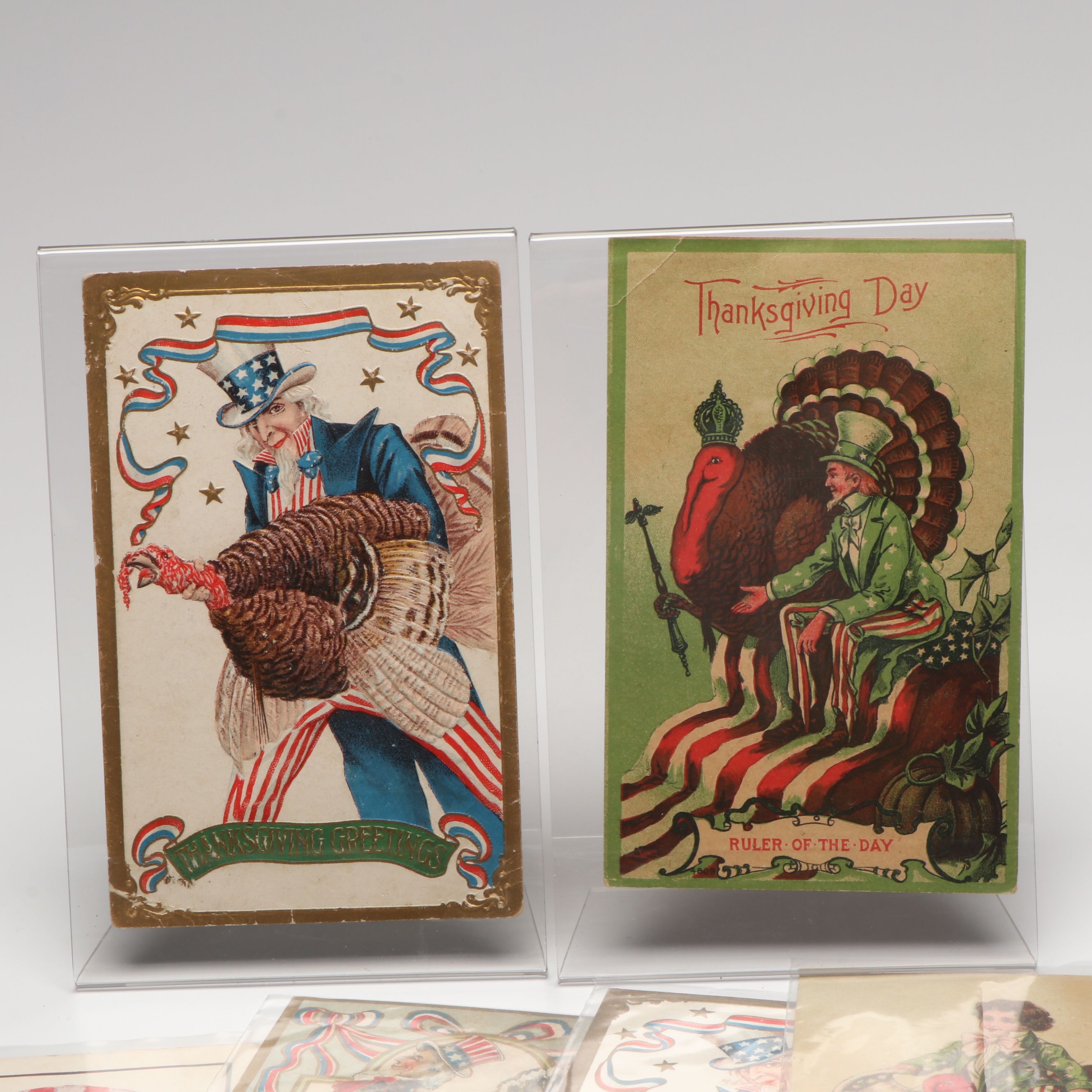 Patriotic Thanksgiving Novelty Postcards, Early 20th Century