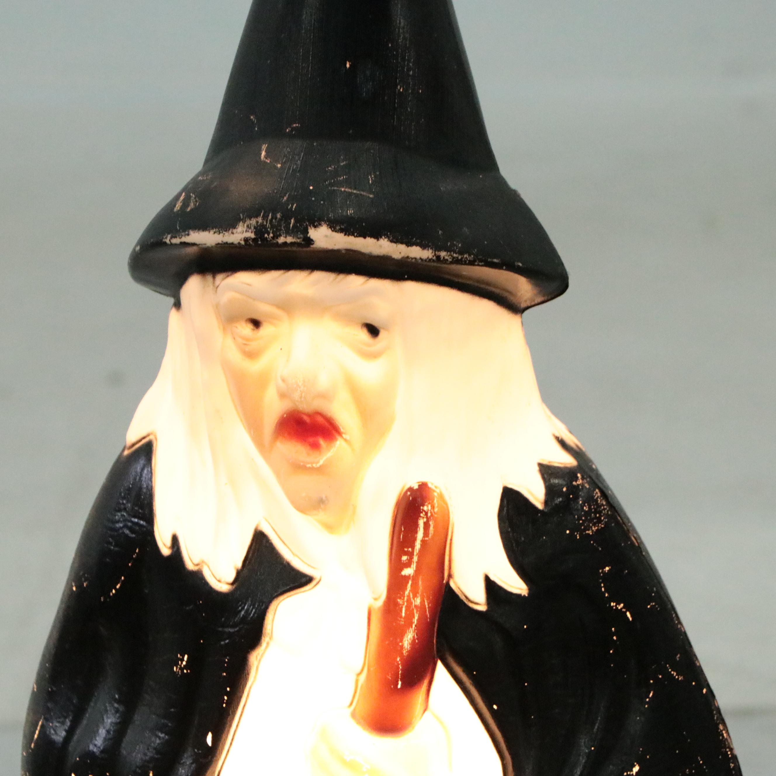 Don Featherstone and Other Illuminating Halloween Blow Mold Witch Décor