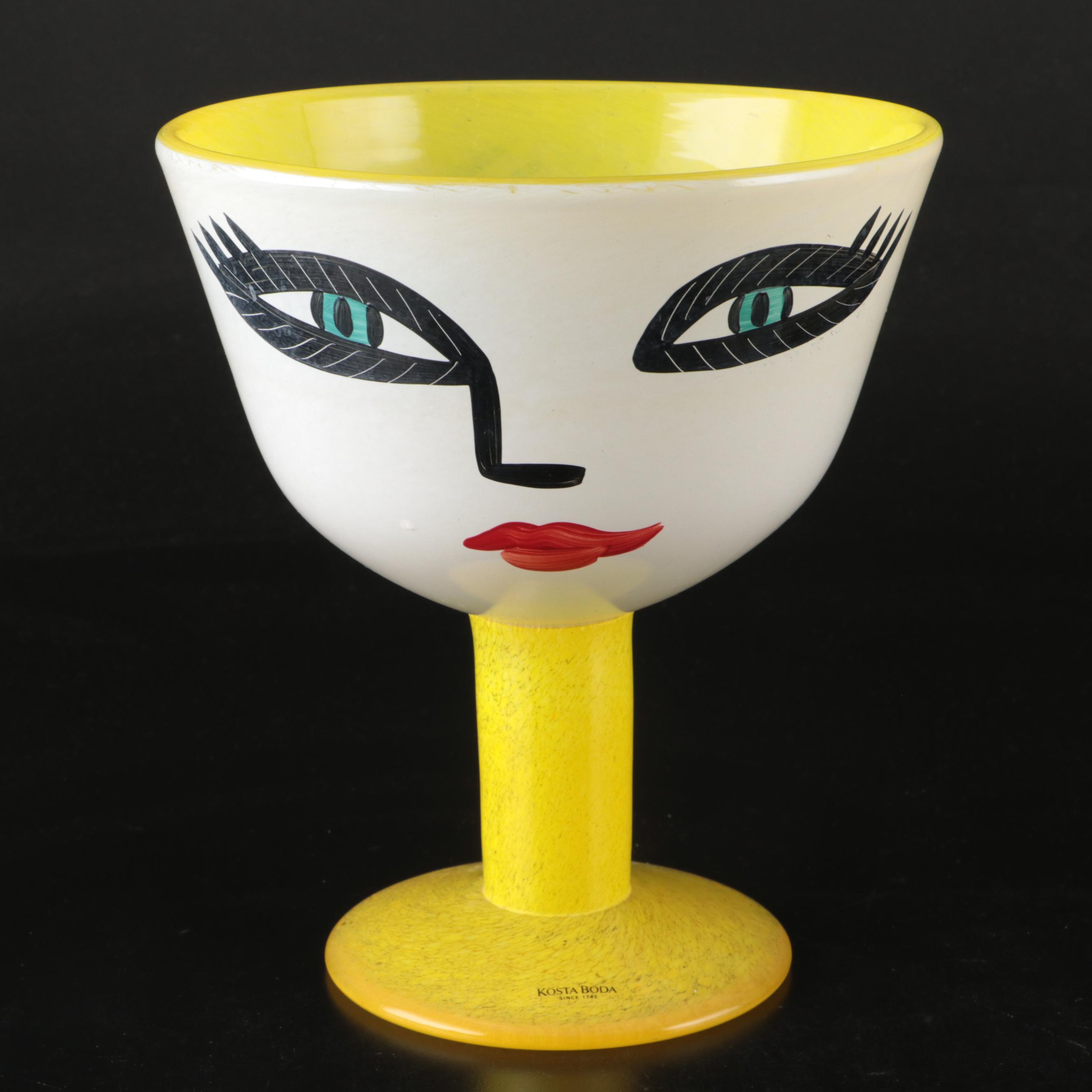 Kosta Boda "Open Minds" Blown Glass Footed Bowl