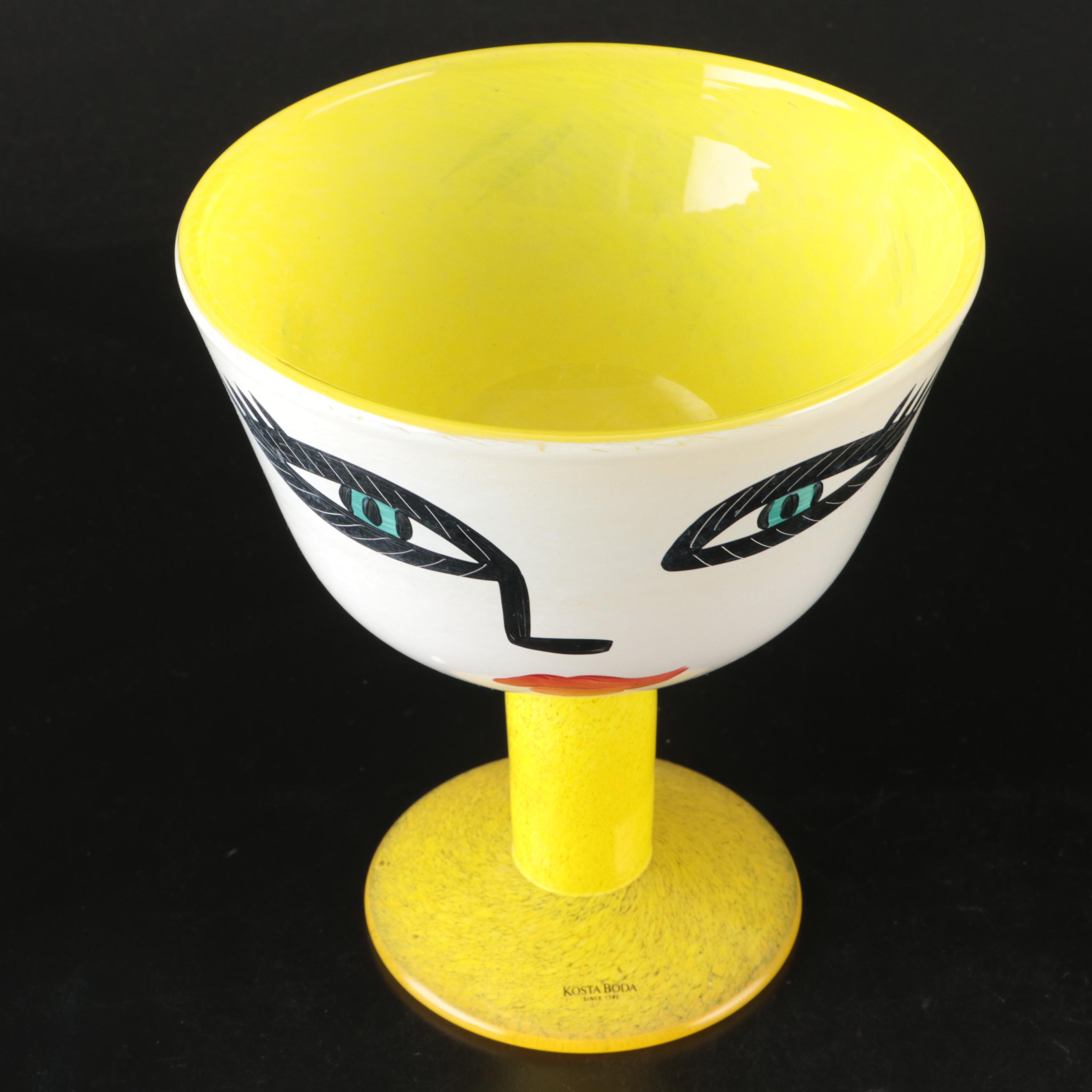 Kosta Boda "Open Minds" Blown Glass Footed Bowl
