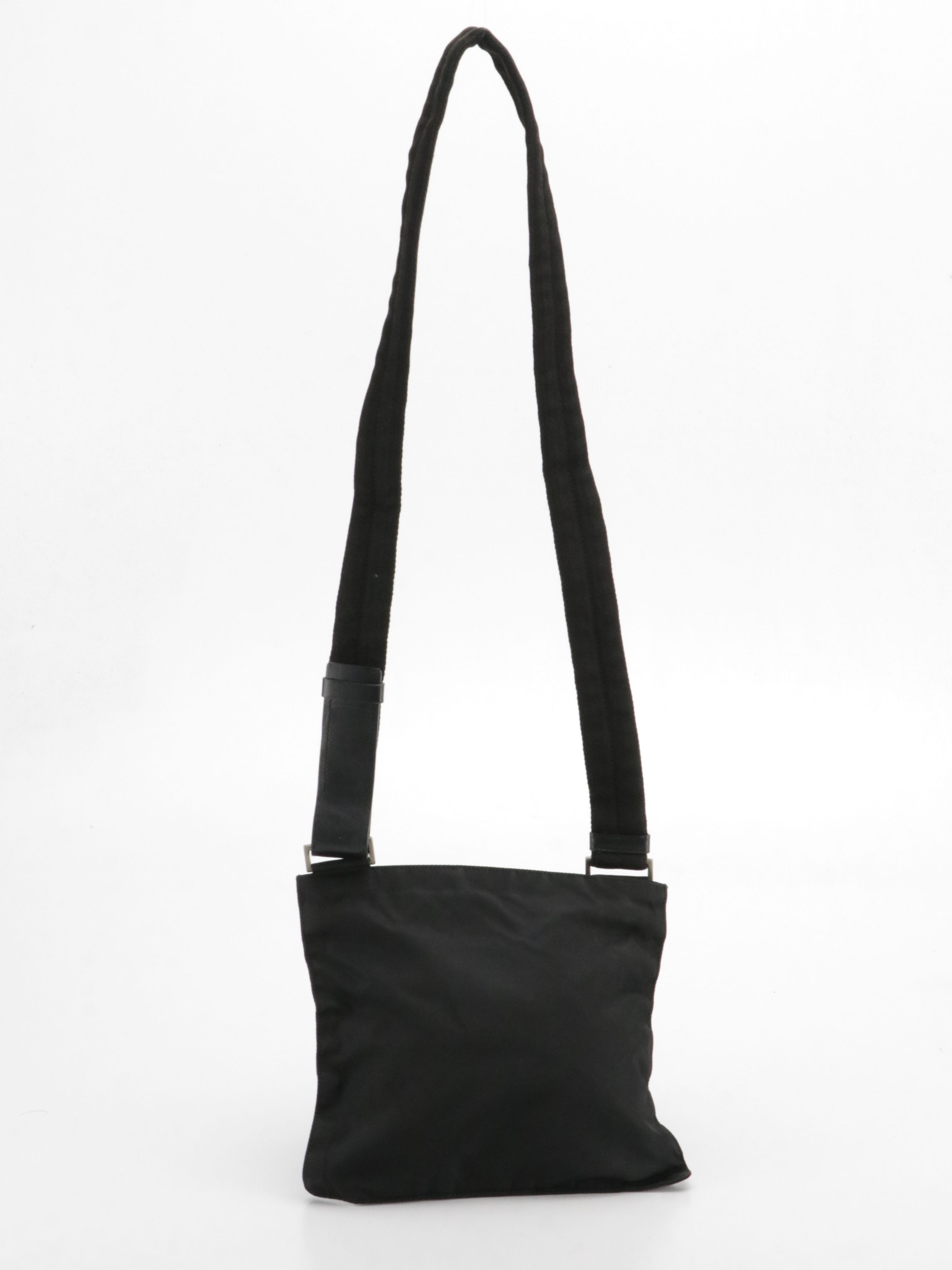 Prada Small Flat Crossbody Bag in Black Tessuto Nylon