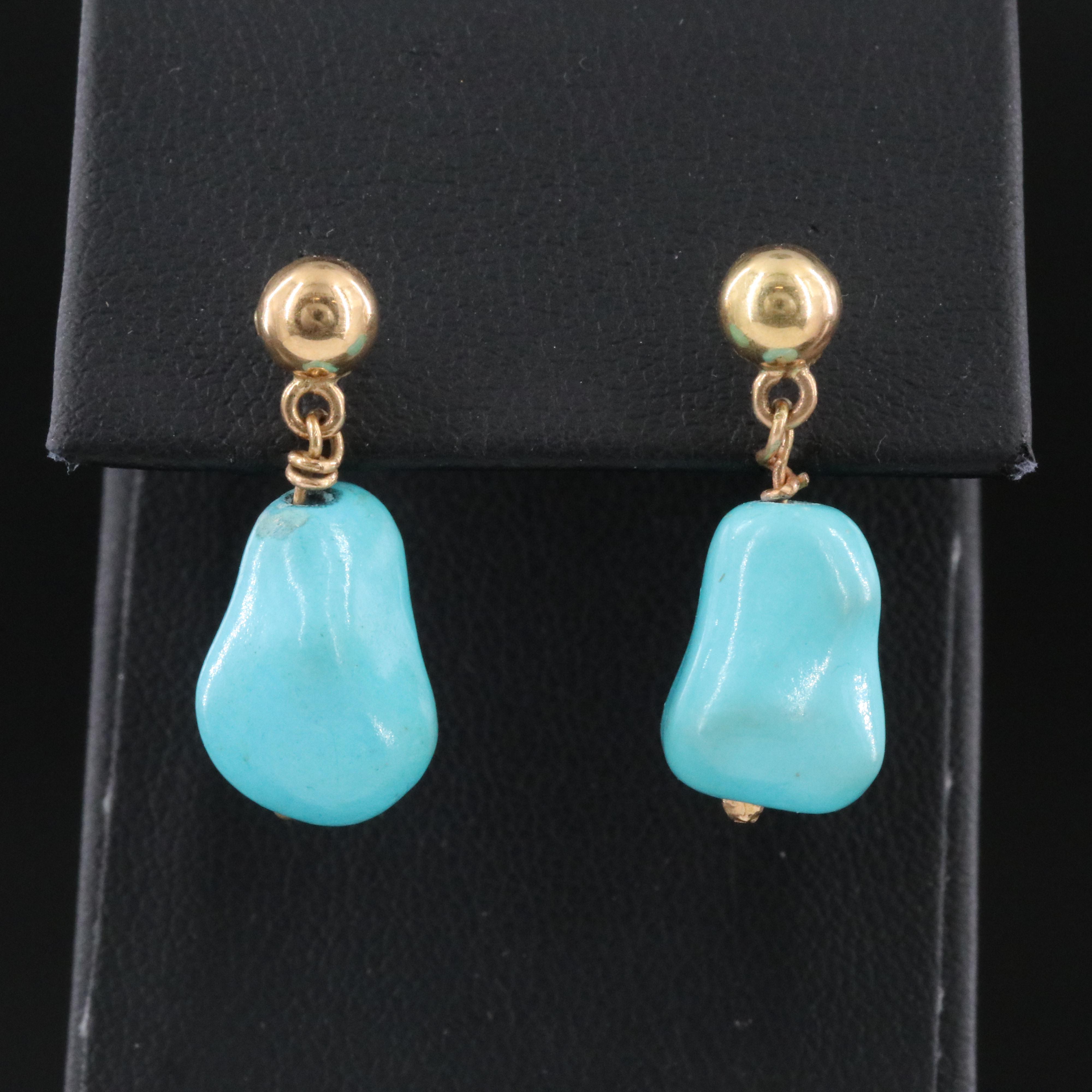 18K Turquoise Drop Earrings