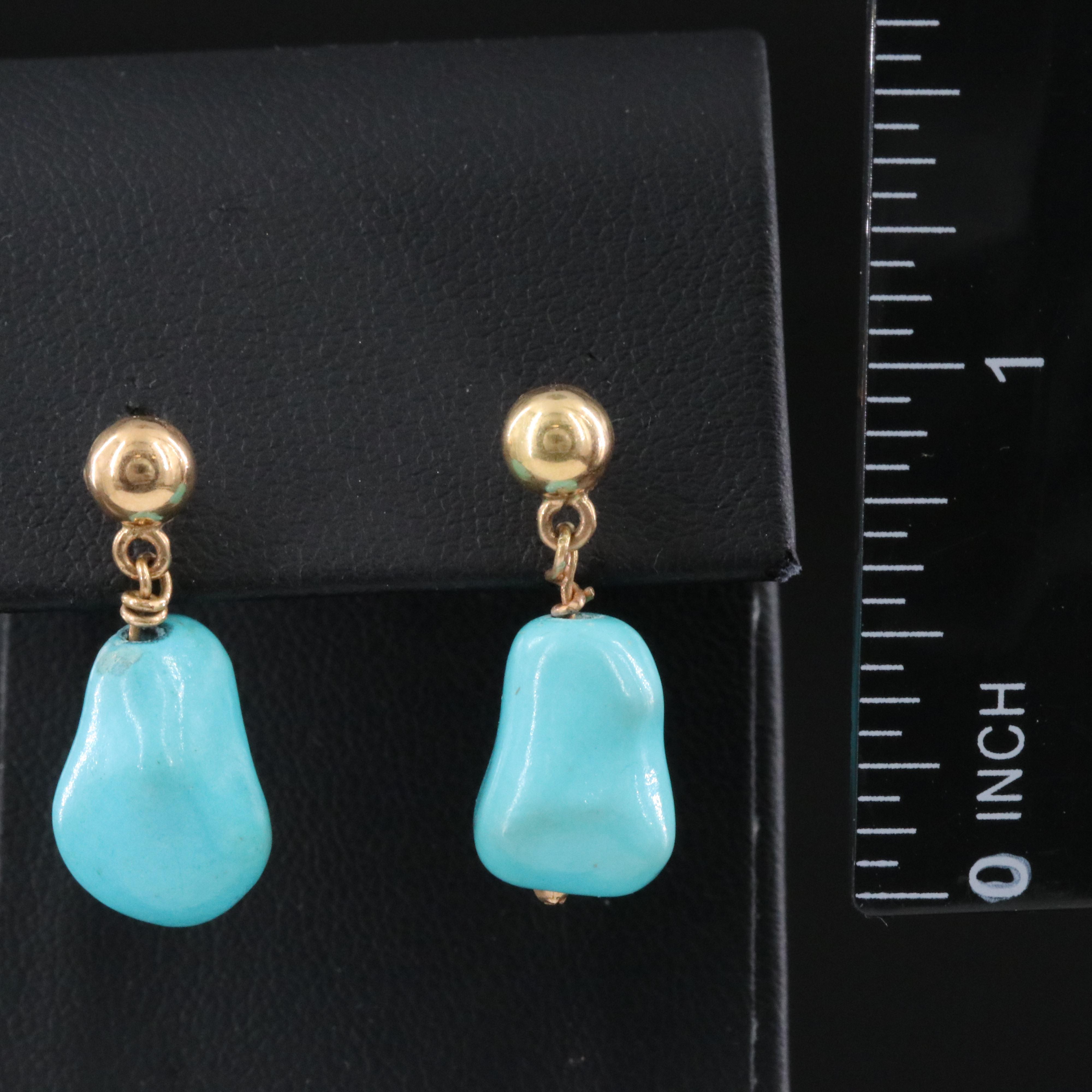 18K Turquoise Drop Earrings