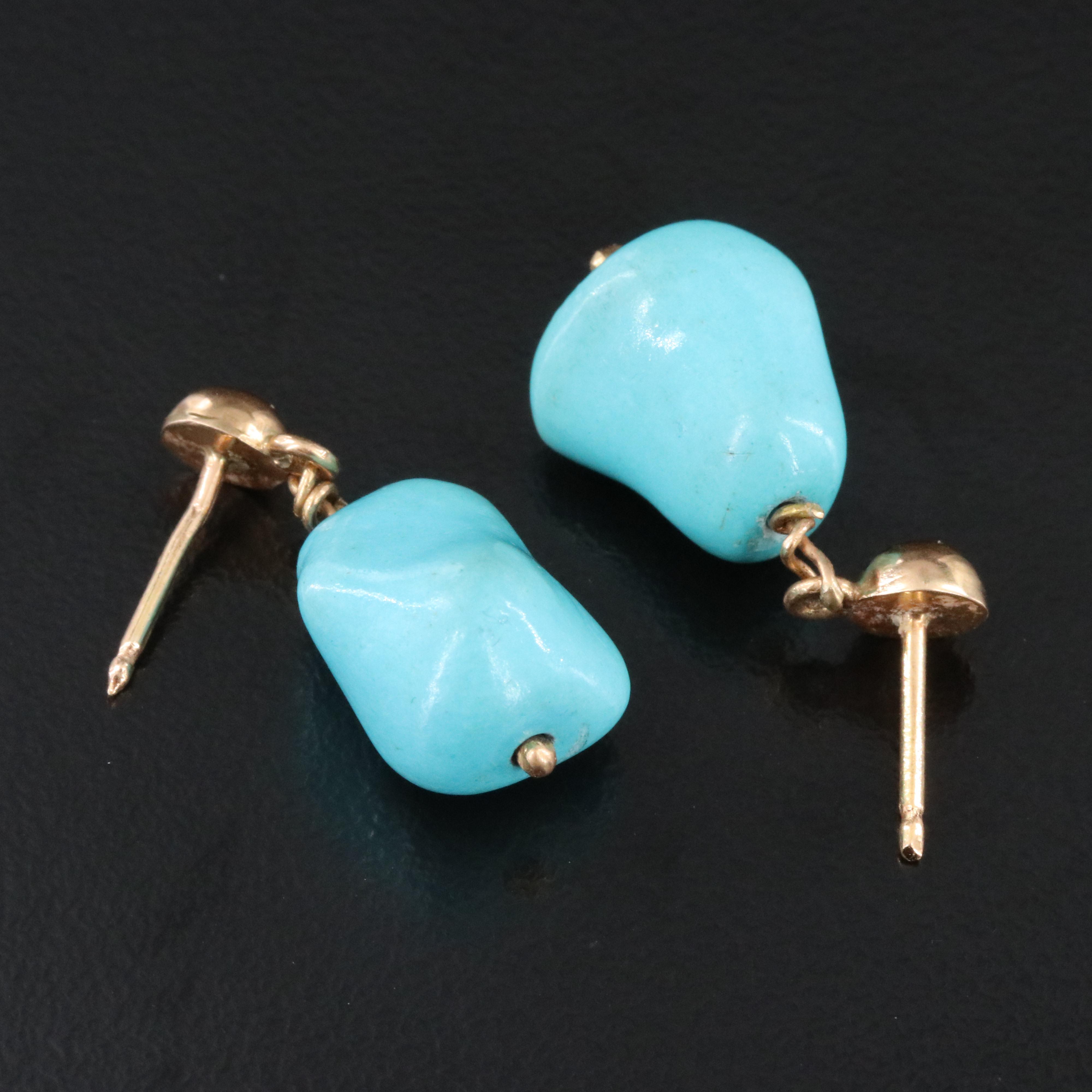 18K Turquoise Drop Earrings