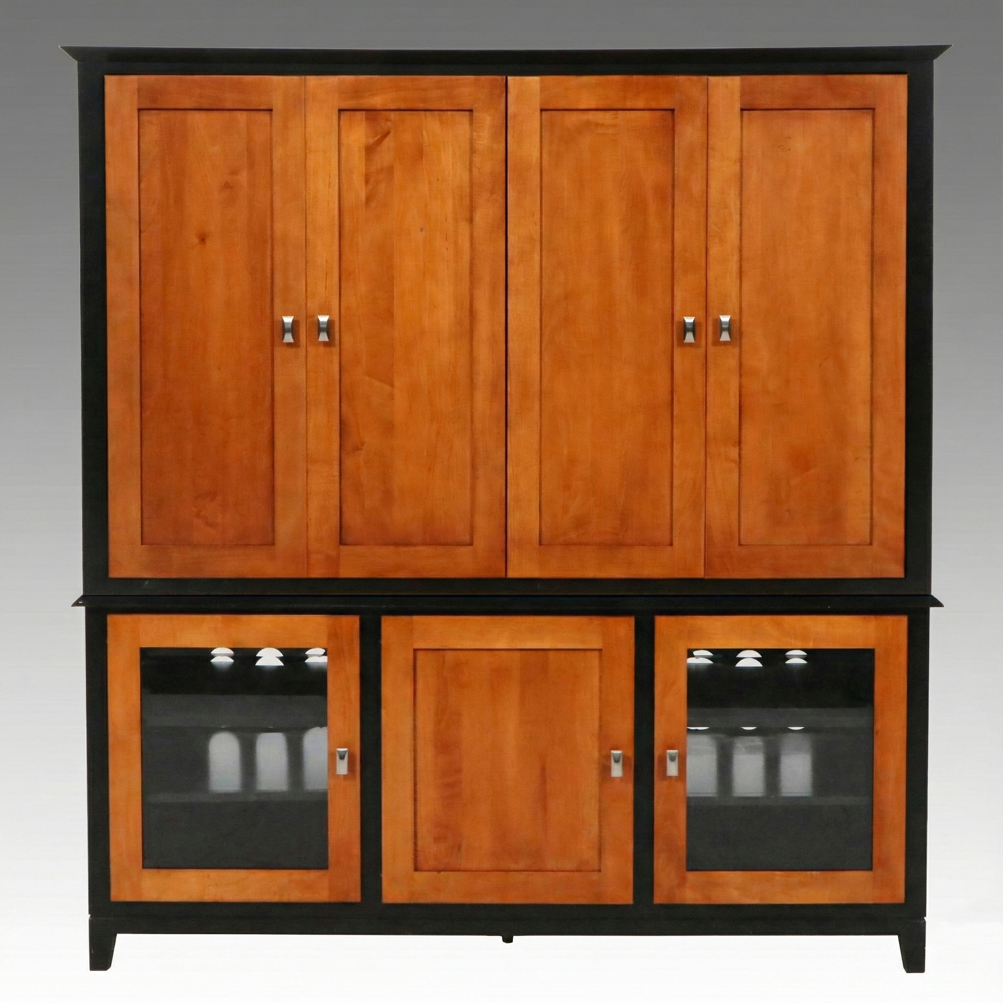 Contemporary Shaker Style Two-Tone Wooden China Cabinet