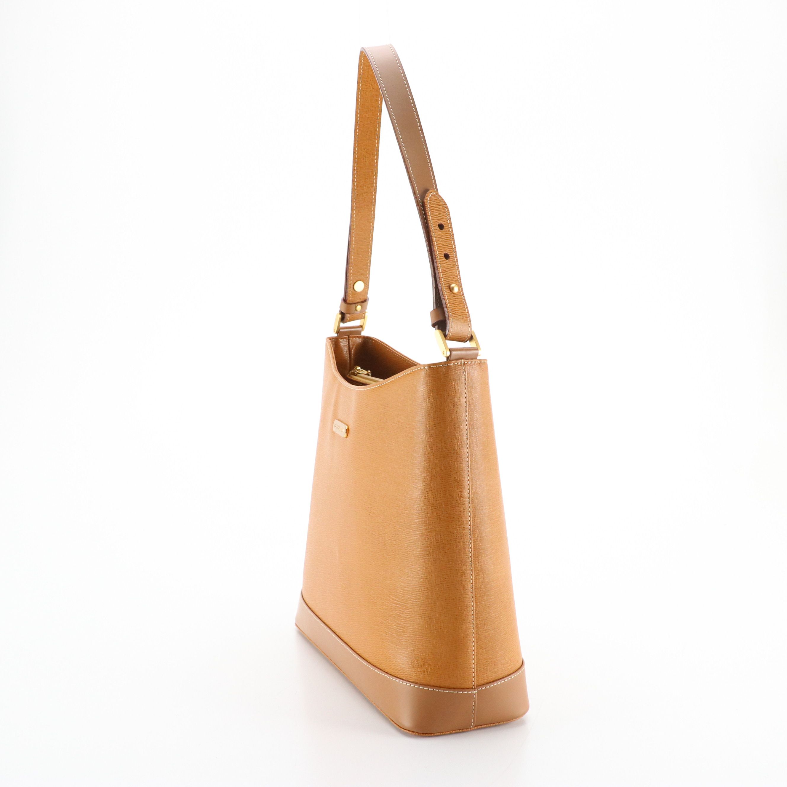Burberry Tan Textured and Smooth Leather Shoulder Bag