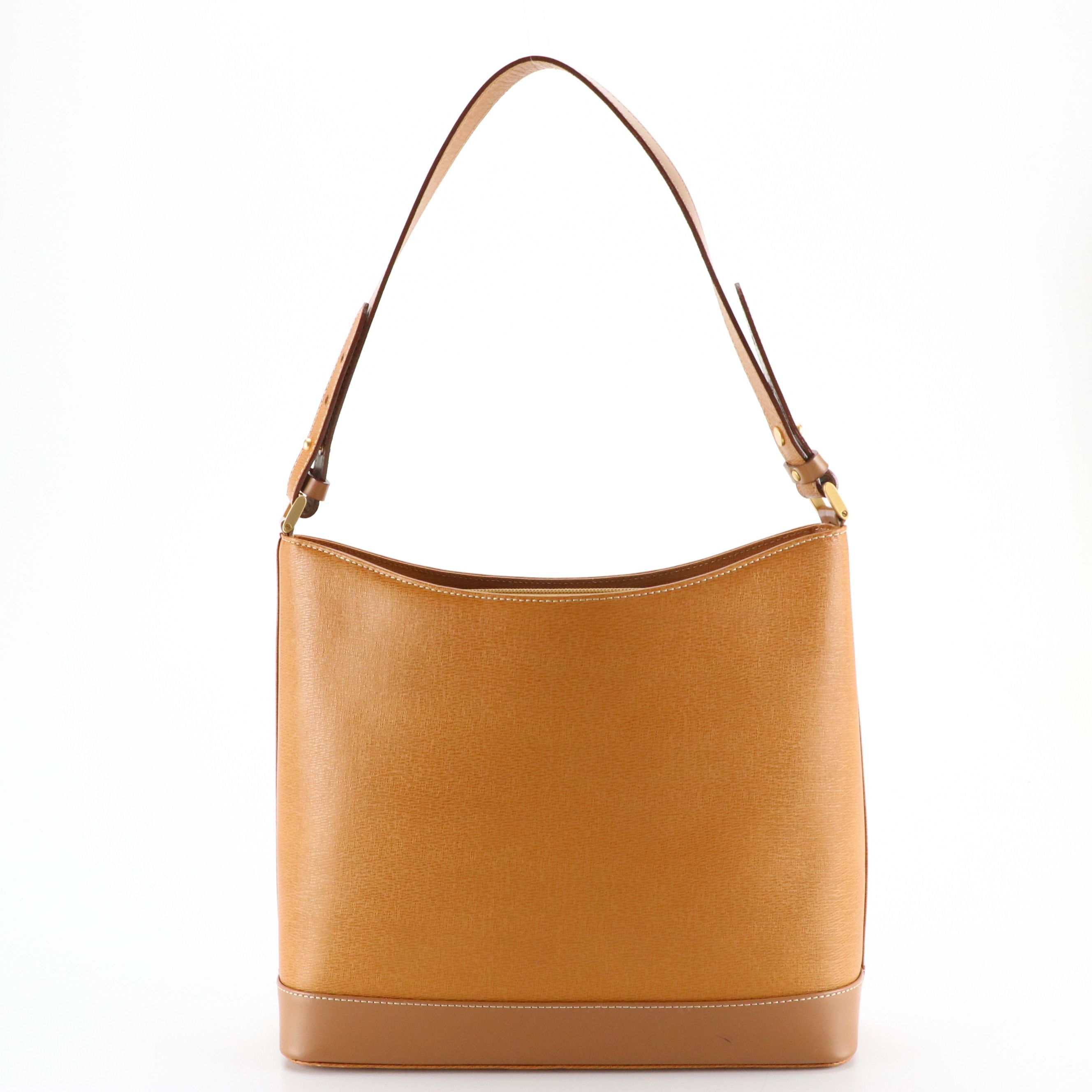 Burberry Tan Textured and Smooth Leather Shoulder Bag