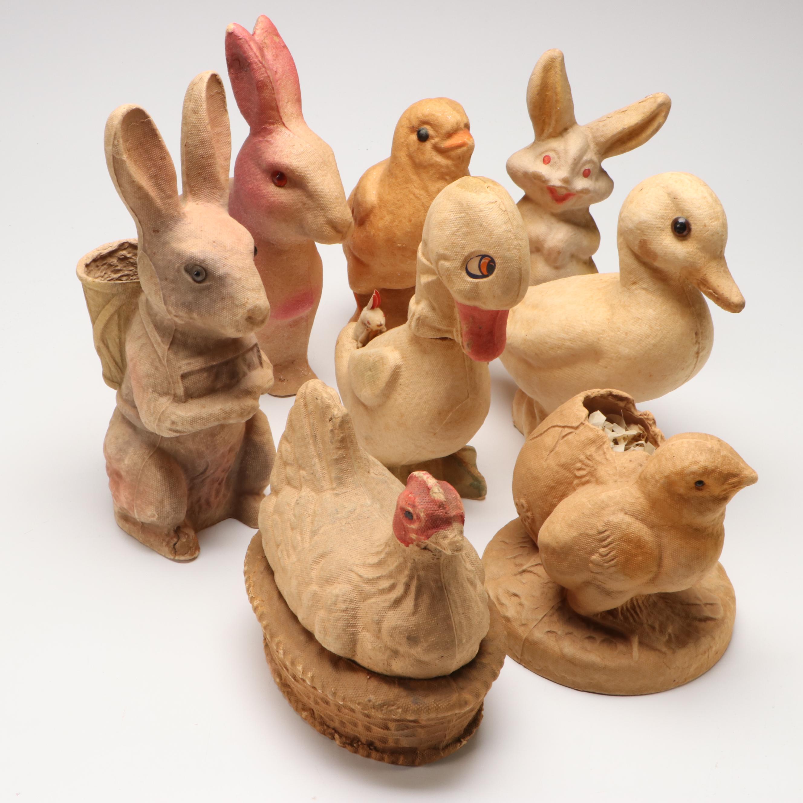 F. N. Burt, Drake Process with Other Papier-Mâché Figures and Candy Containers