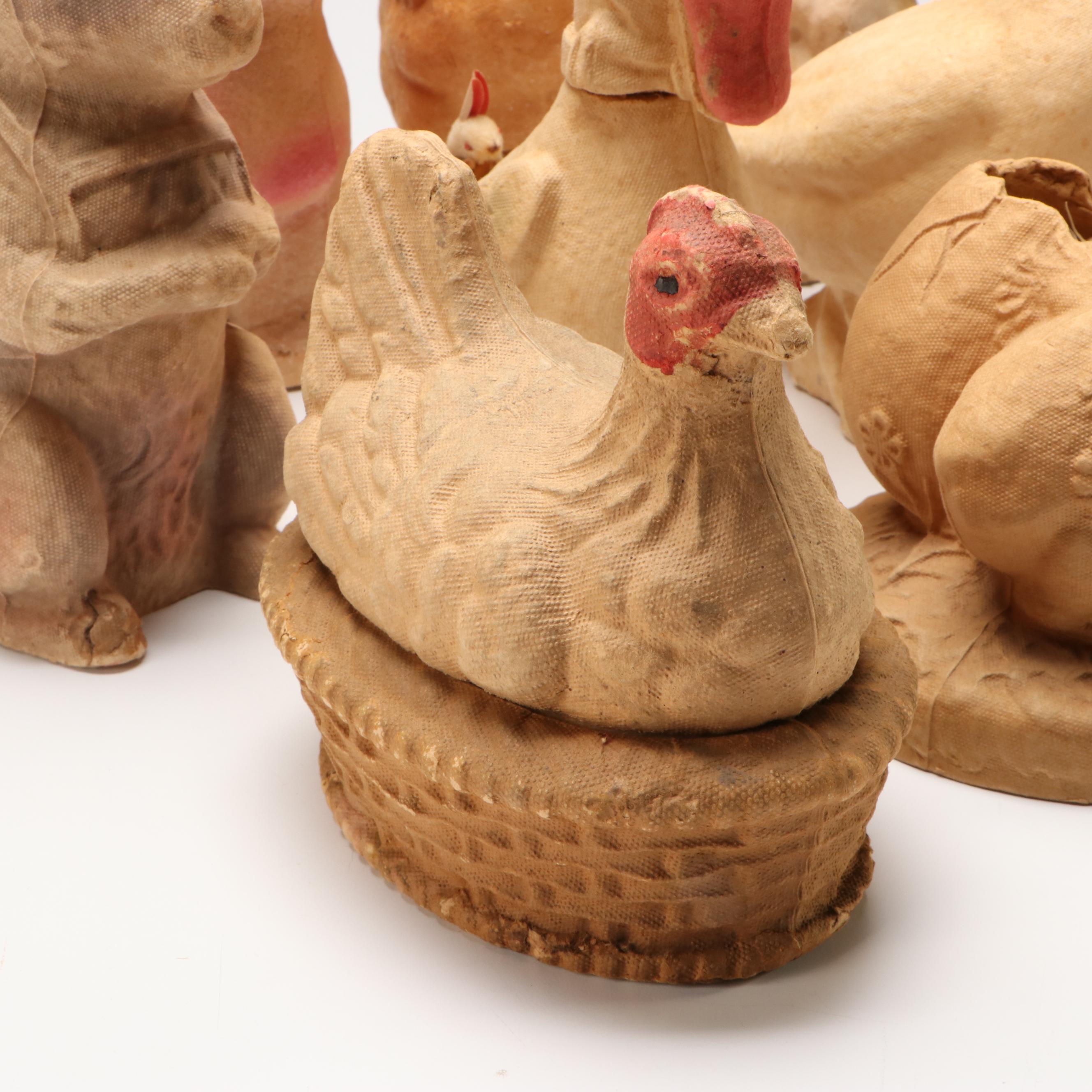 F. N. Burt, Drake Process with Other Papier-Mâché Figures and Candy Containers