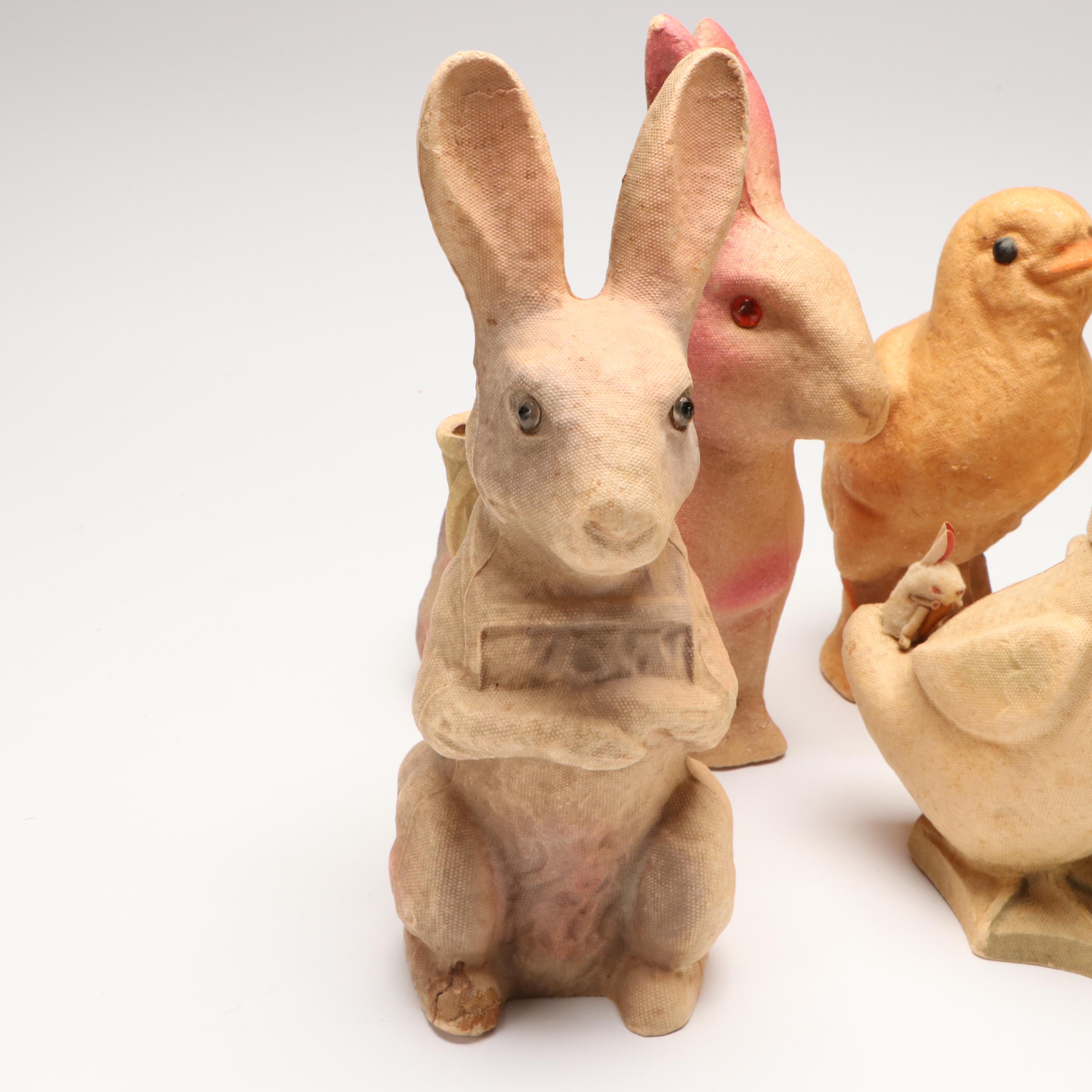 F. N. Burt, Drake Process with Other Papier-Mâché Figures and Candy Containers