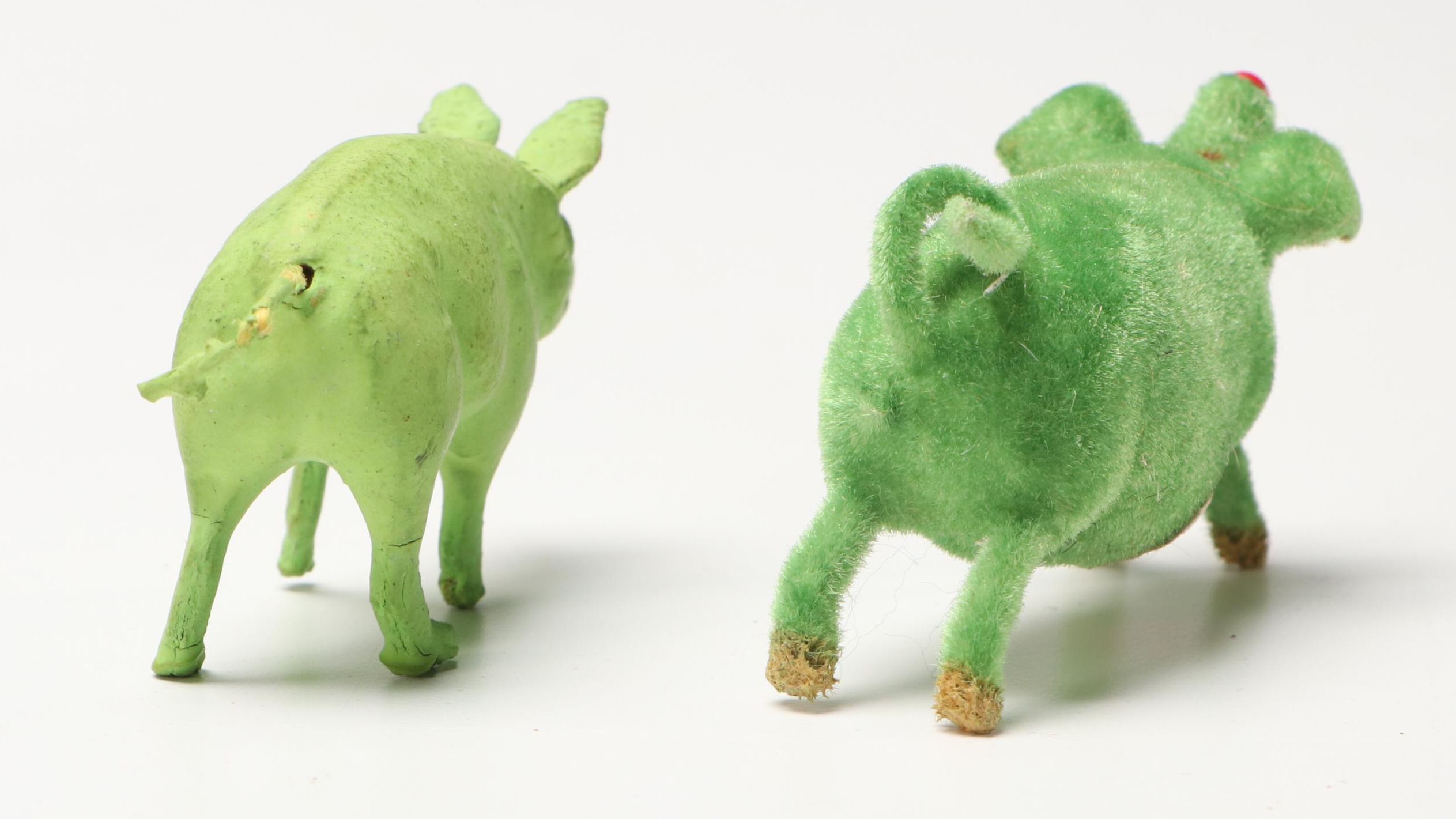 German Green Papier-Mâché Candy Containers and Figurines, Mid-20th Century