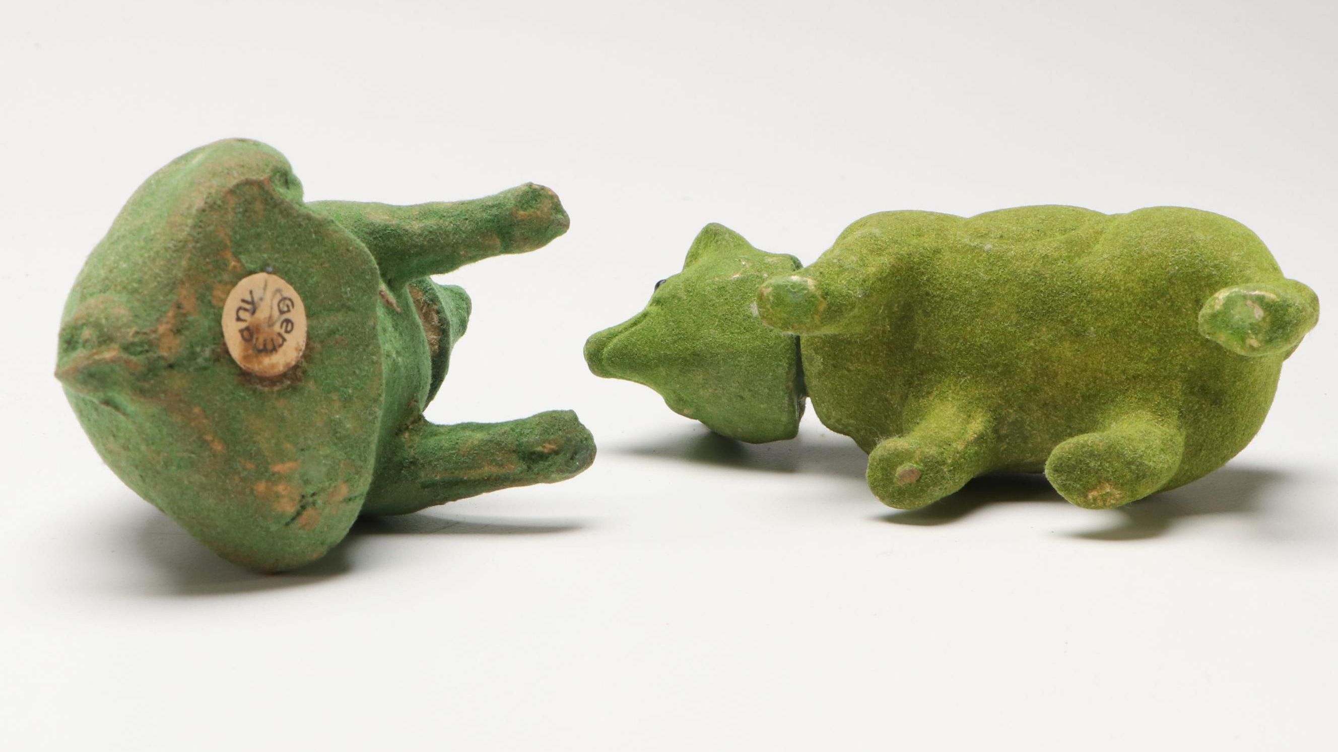 German Green Papier-Mâché Candy Containers and Figurines, Mid-20th Century