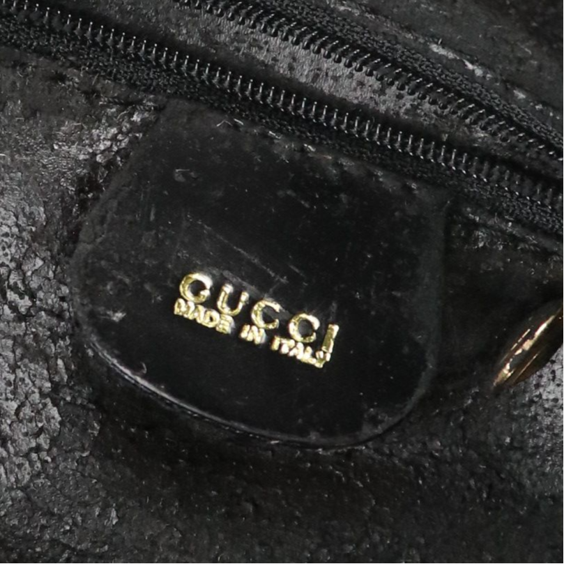 Gucci Bamboo Zipper Backpack in Shiny Black Calf Leather