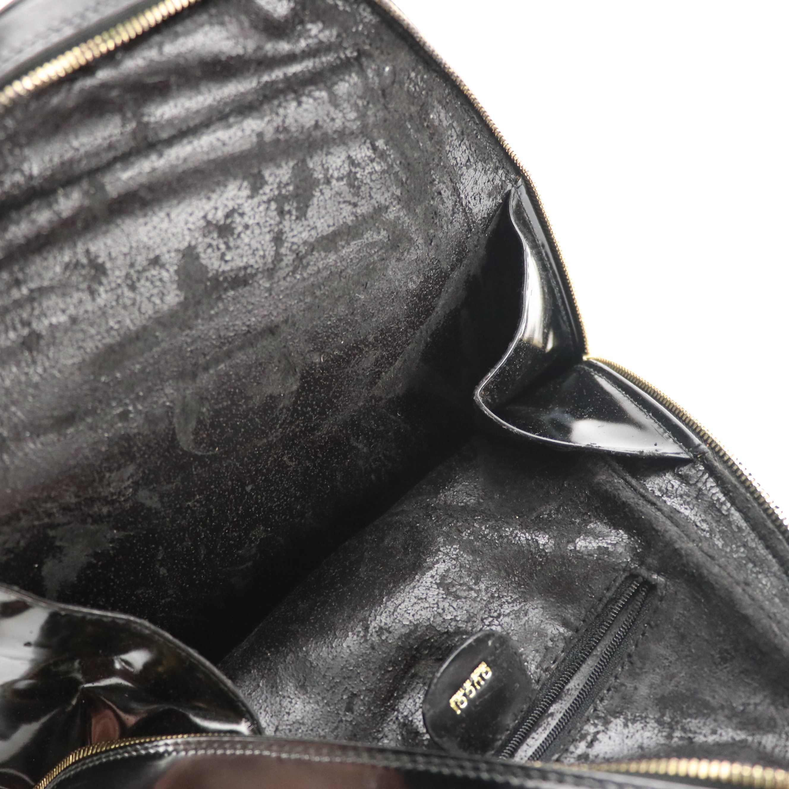 Gucci Bamboo Zipper Backpack in Shiny Black Calf Leather