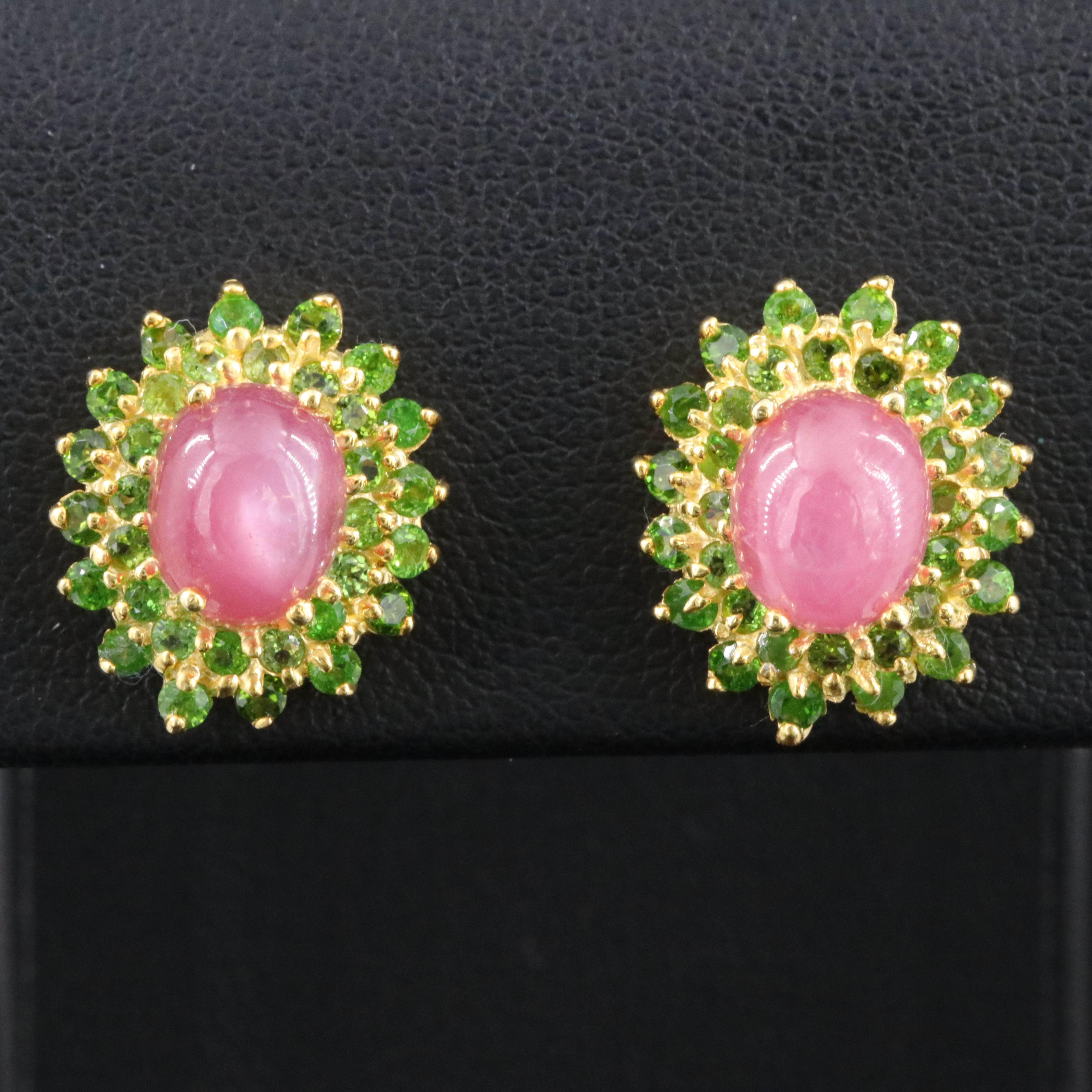 Sterling Filled Ruby and Tsavorite Earrings