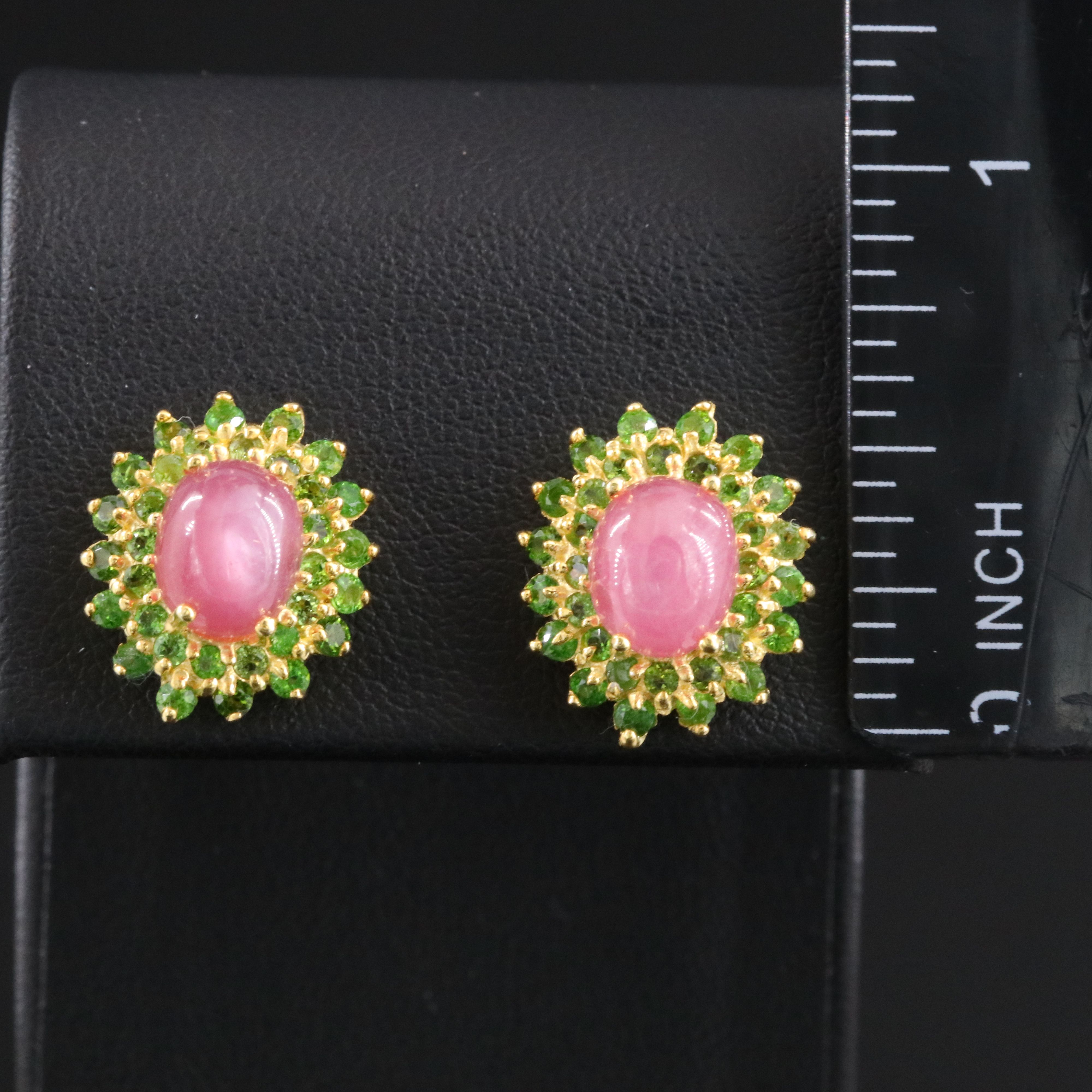 Sterling Filled Ruby and Tsavorite Earrings