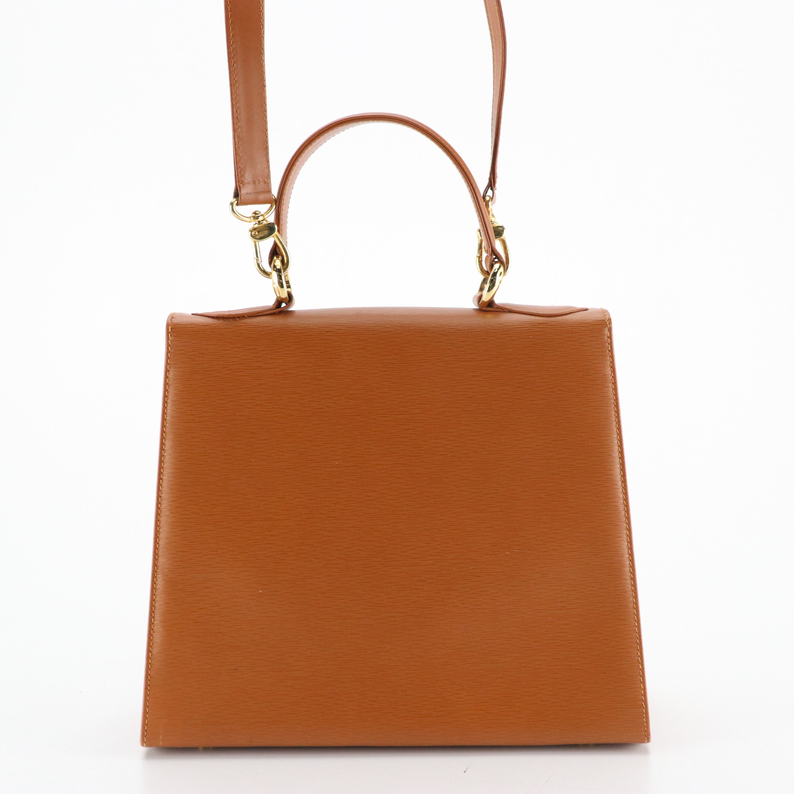 Chloé Structured Two-Way Bag in Brown Textured Leather