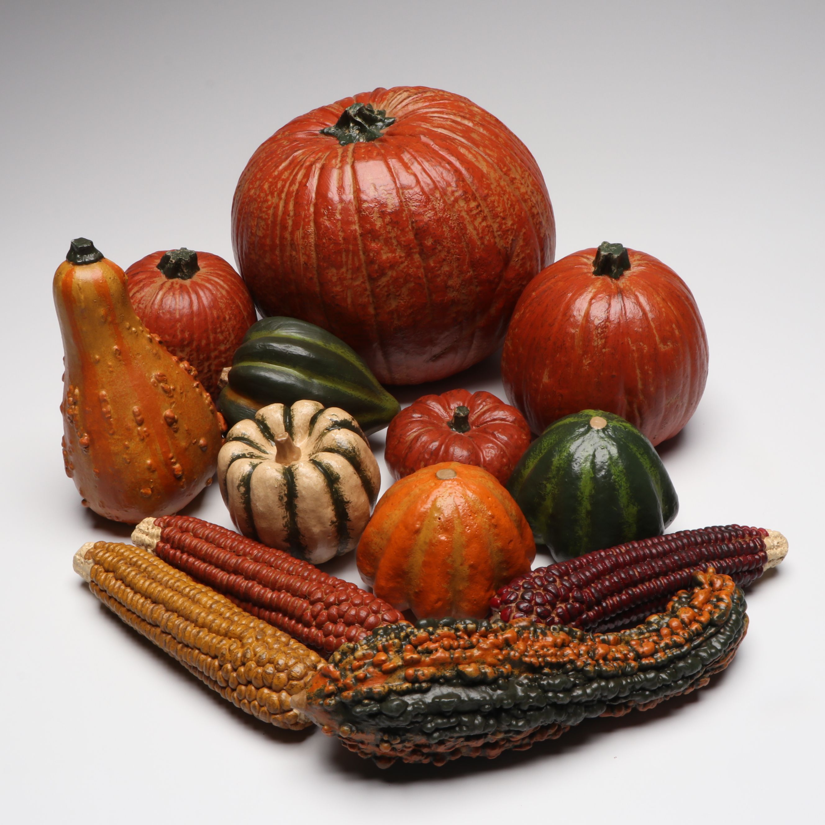 Decorative Artificial Pumpkins, Corn and Squash
