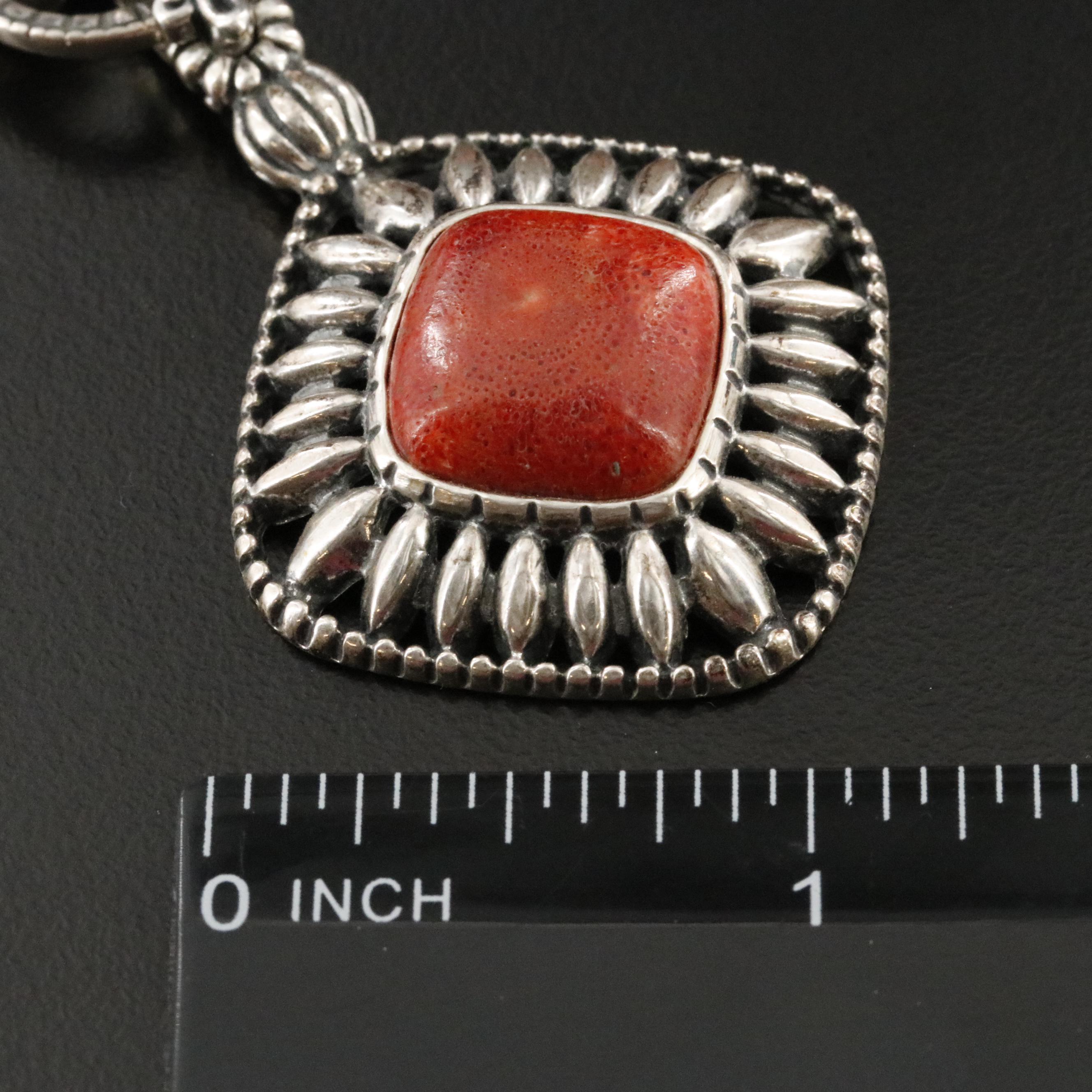 Carolyn Pollack for Relios Sterling Coral and Gemstone Necklace and Bracelet