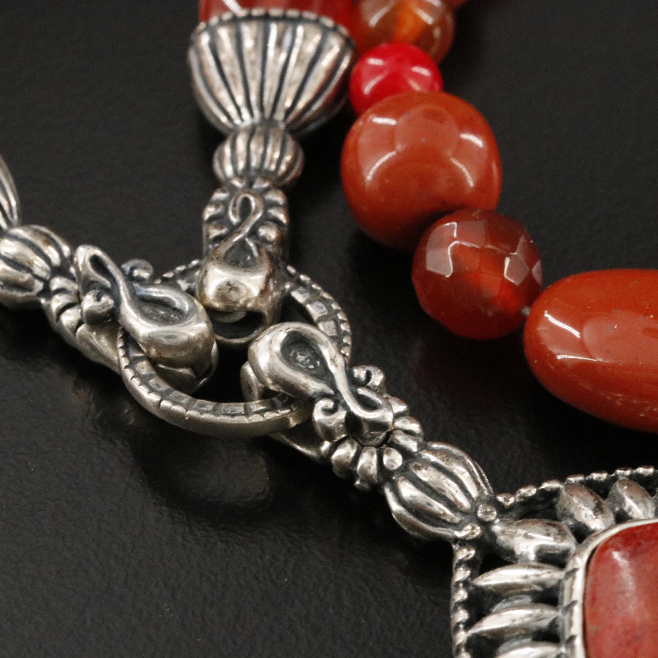 Carolyn Pollack for Relios Sterling Coral and Gemstone Necklace and Bracelet