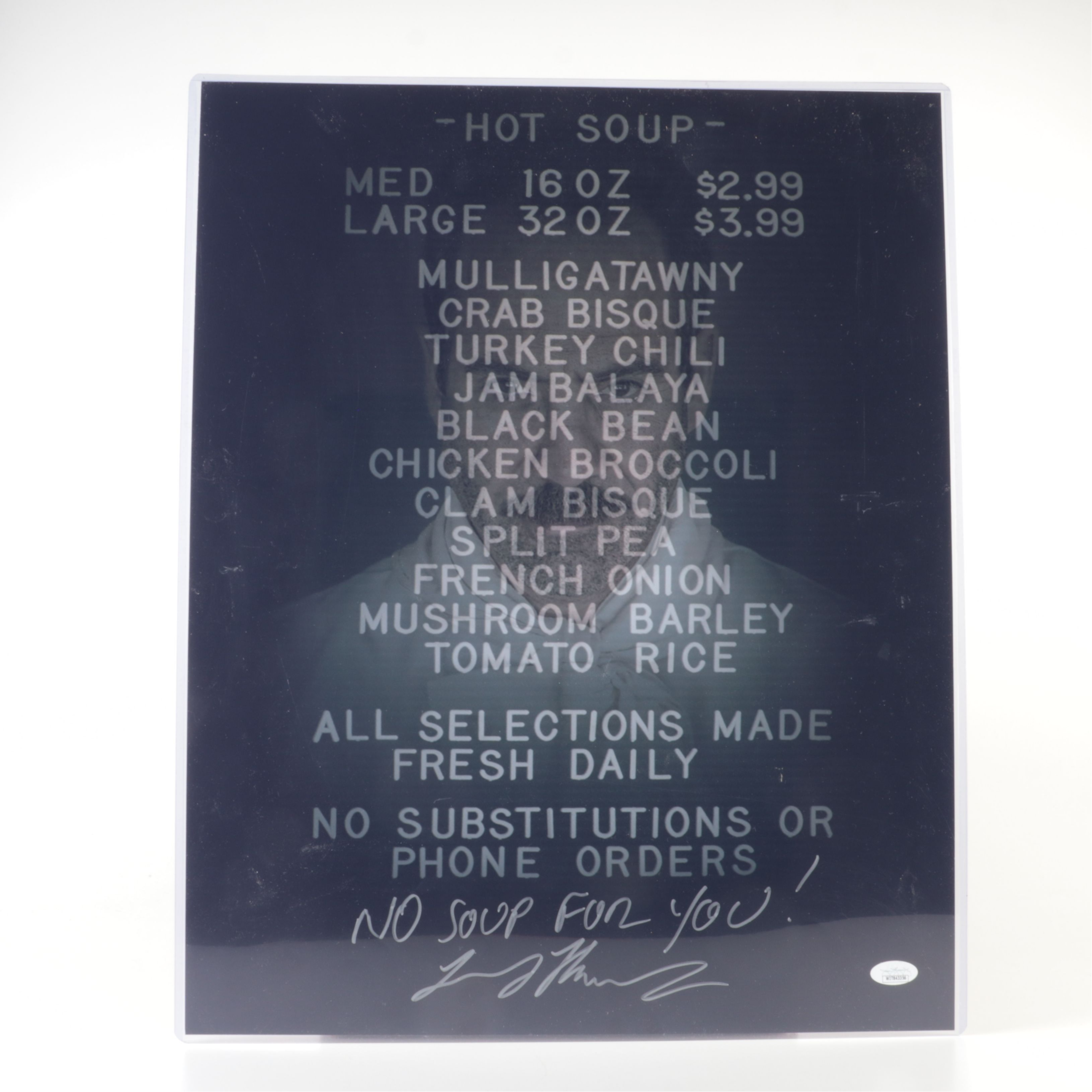 Larry Thomas Signed “No Soup For You!” Seinfeld Print, JSA