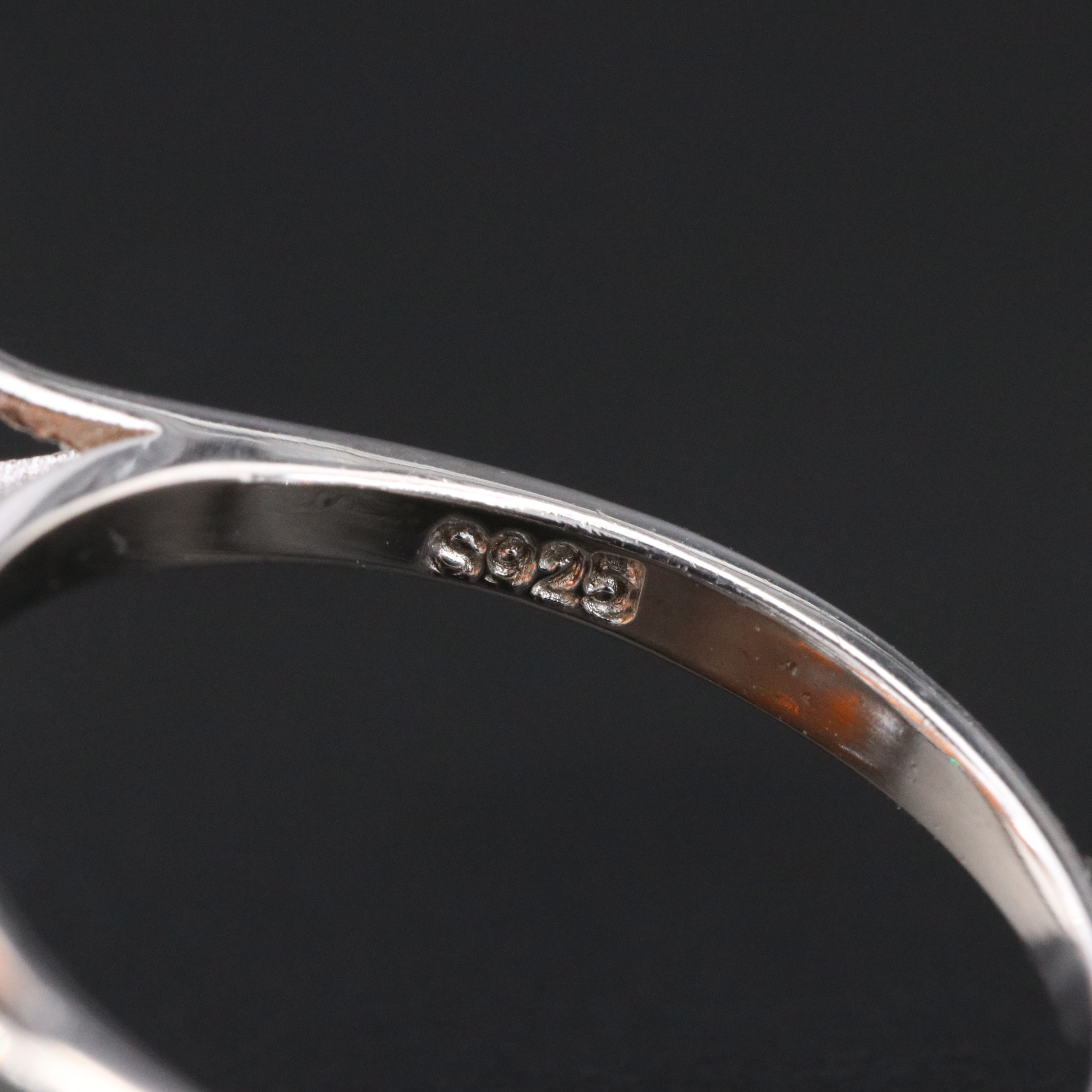 Sterling Fire Opal and CZ Ring