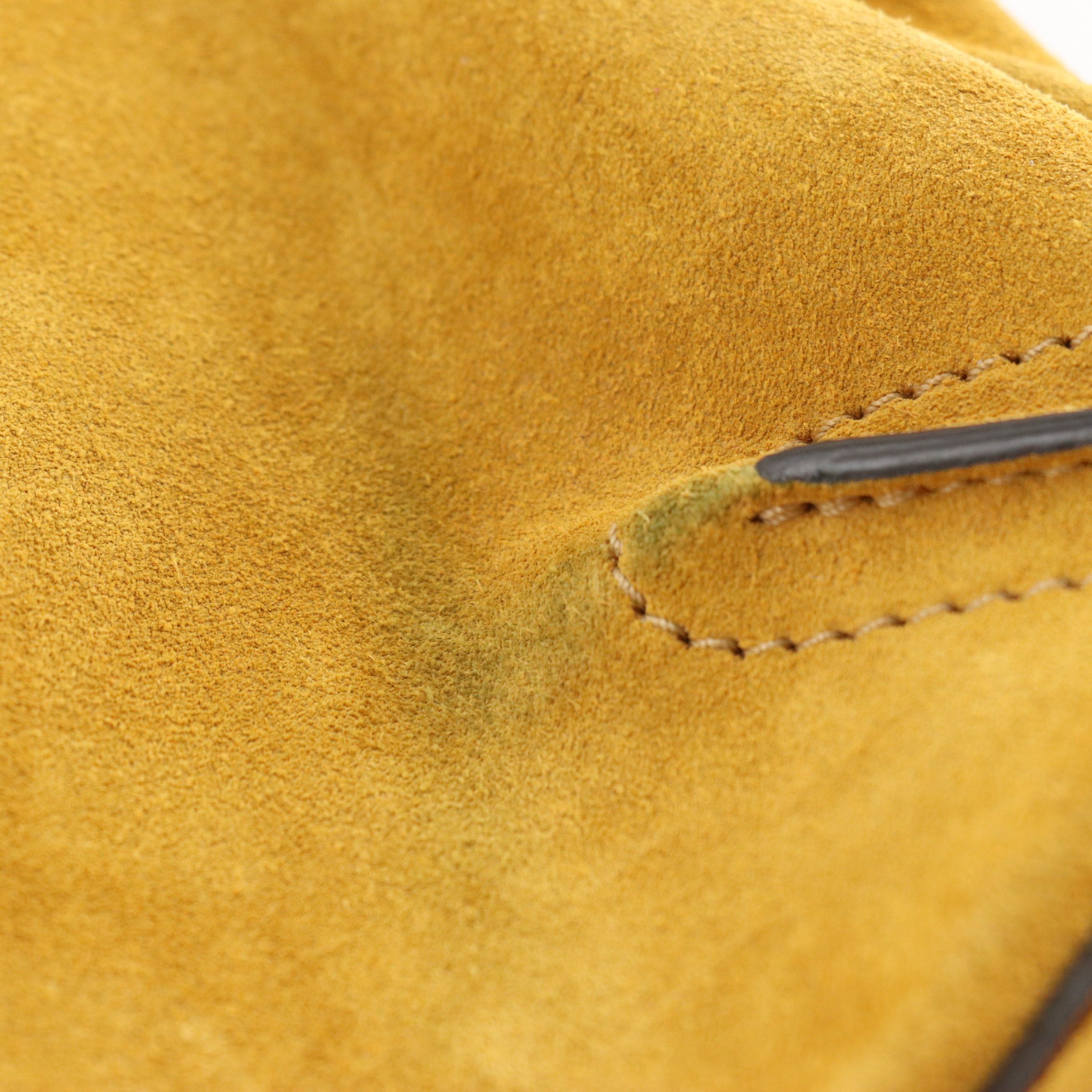 Chloé Lexa Two-Way Bag in Mustard Yellow Suede and Brown Calfskin Leather