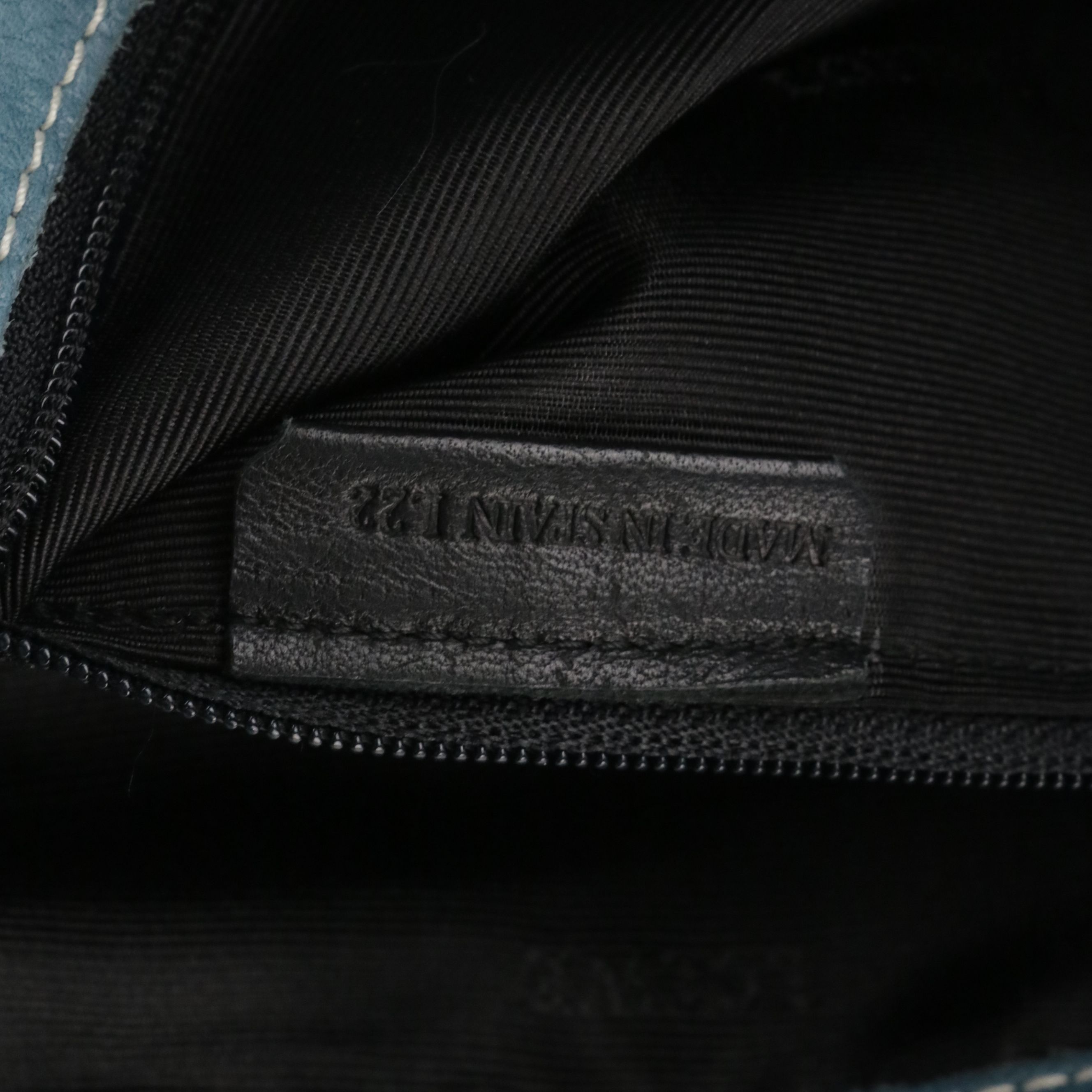 Loewe Studded Anagram Pocket Crossbody Bag in White Canvas and Blue Leather