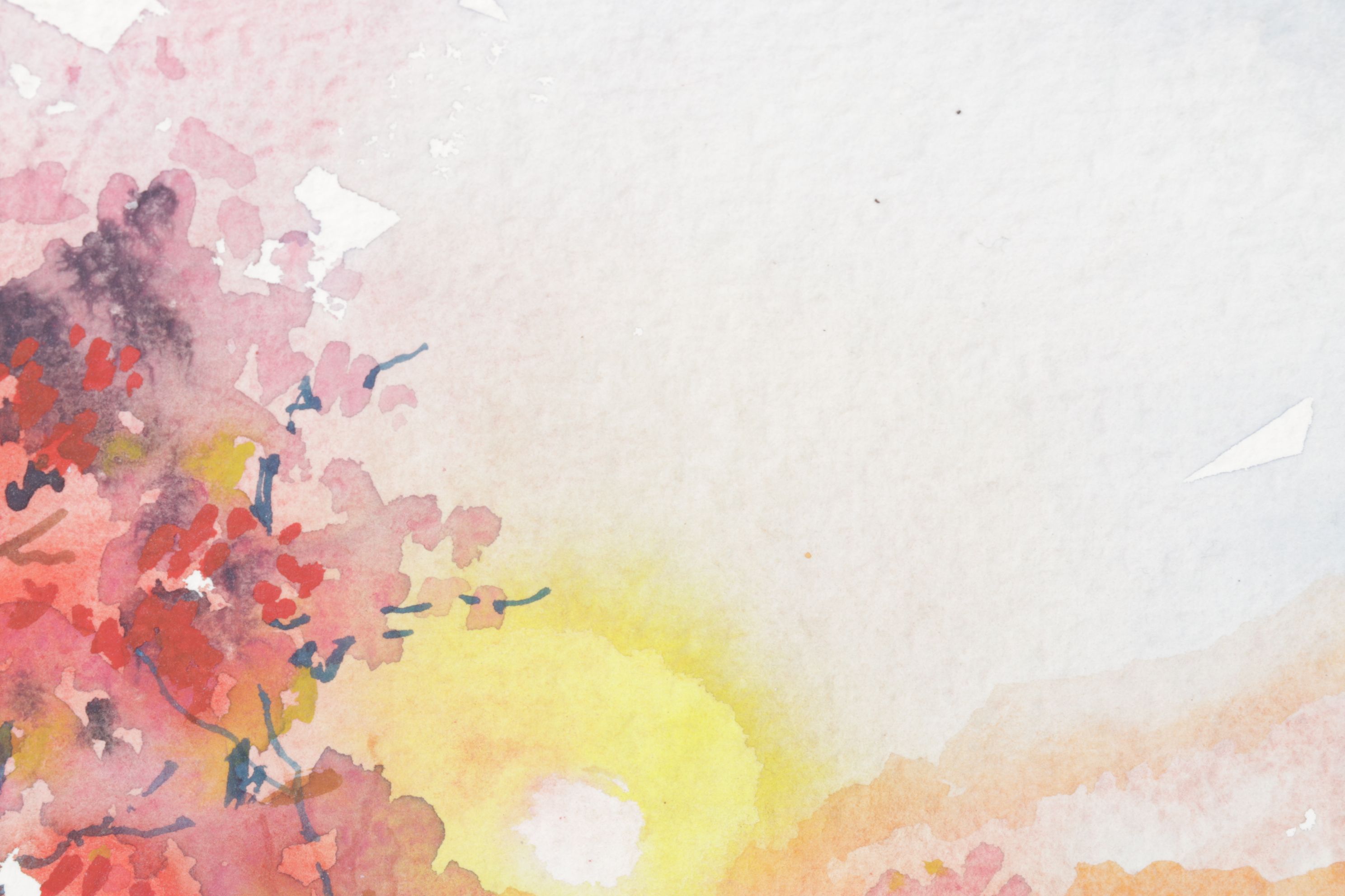 Harry Ahysen Watercolor Painting of Flowers in Sunset, Late 20th Century