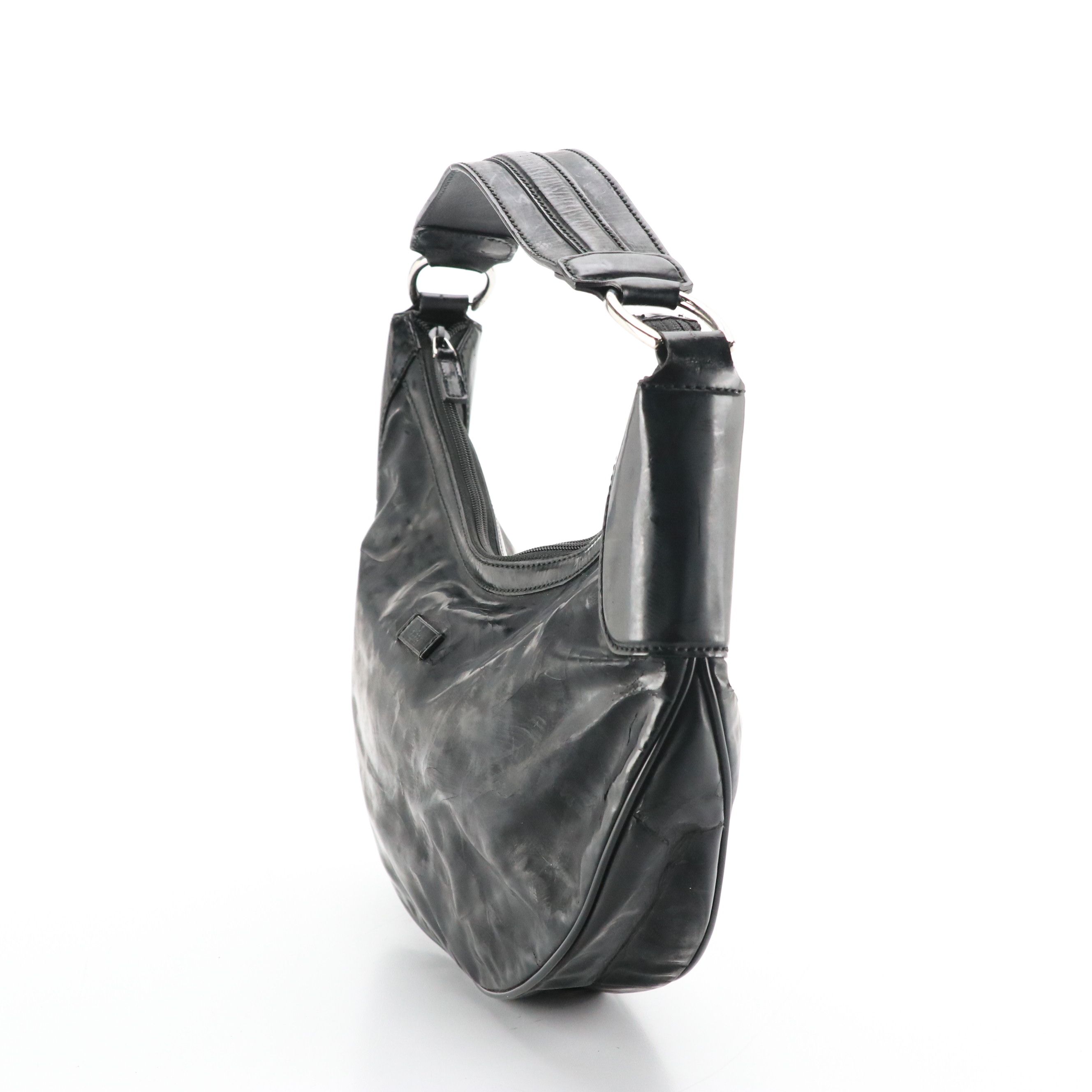 Gucci Medium Half Moon Hobo Shoulder Bag in Black Vinyl